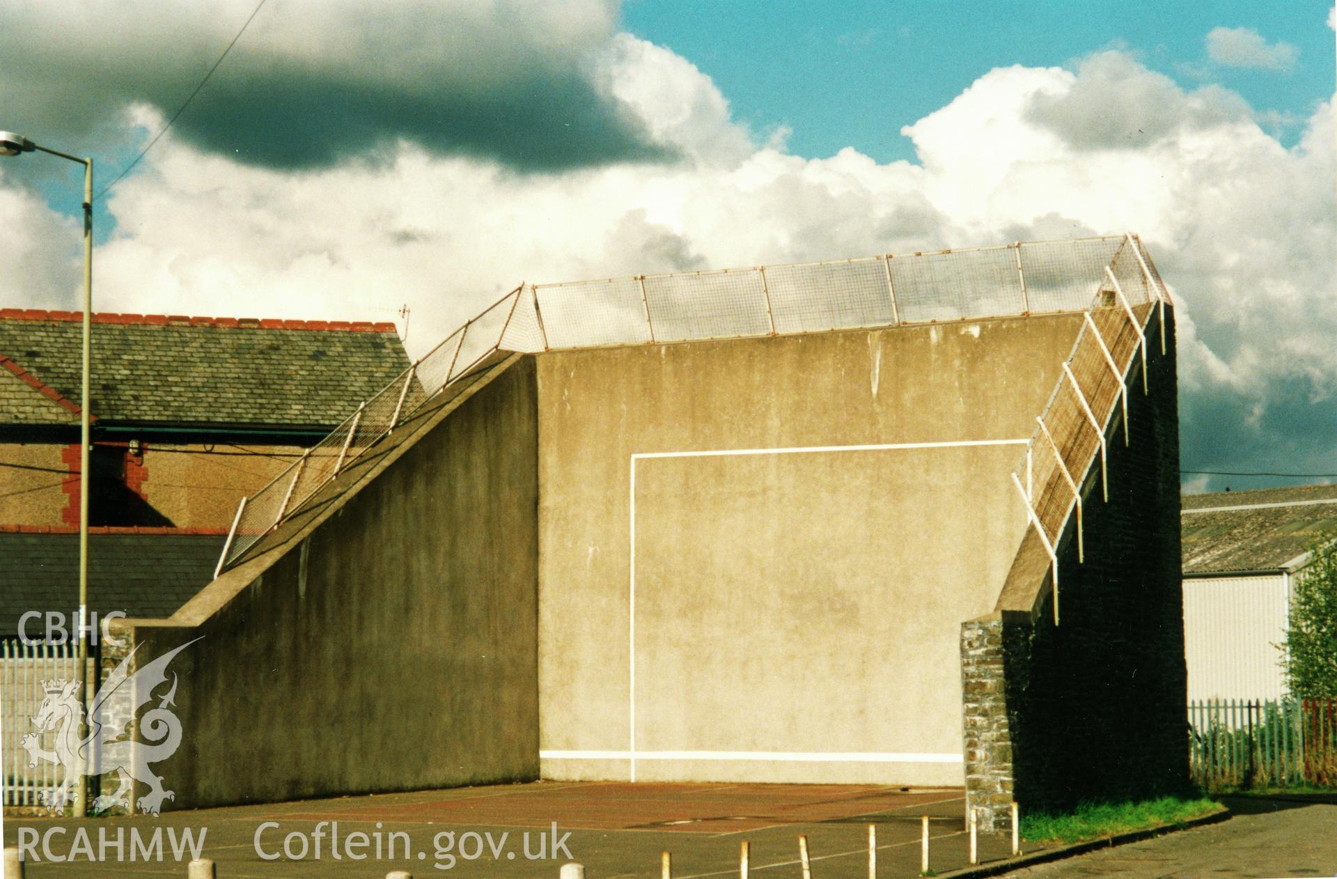 Colour photograph showing Nelson Handball Court, Nelson,  Glamorgan; taken during Cadw listed building resurvey programme, organised alphabetically by Old County and Community.