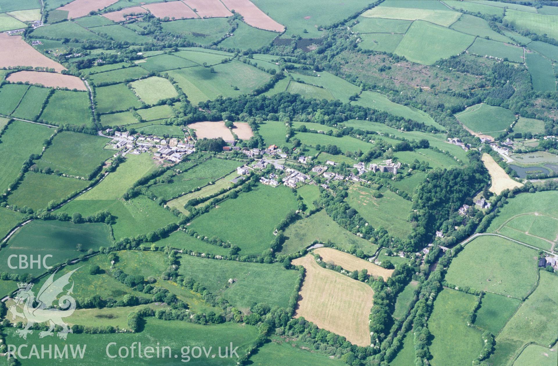 RCAHMW colour slide oblique aerial photograph of Llawhaden, taken by T.G.Driver on the 22/05/2000