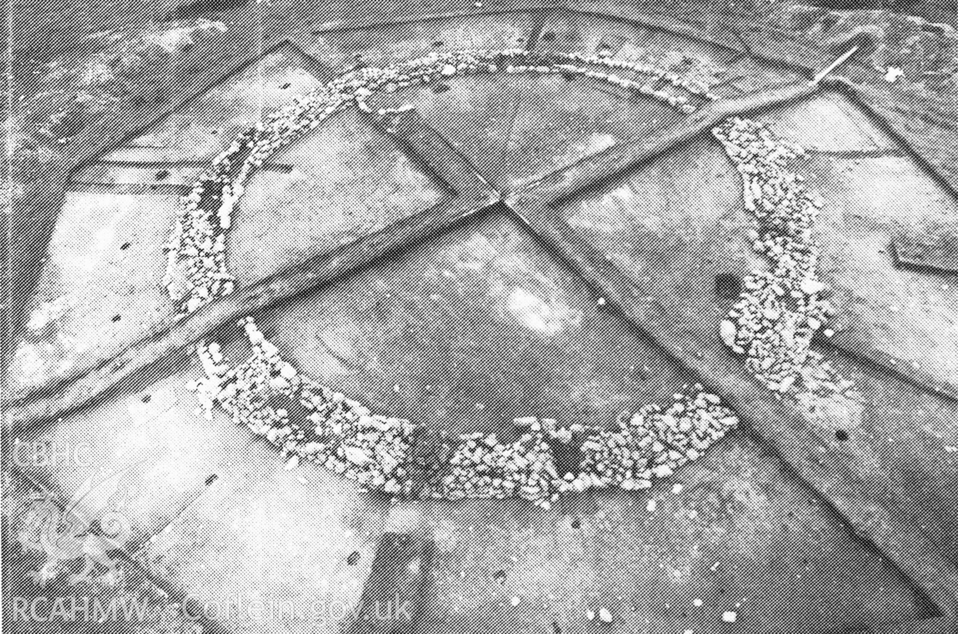 Digitized copy of an RCAHMW photograph showing a view of Boncyn Arian Ring Cairn excavation published in 'Excavations in the Brenig Valley' by F. Lynch, plate 11.1.b.