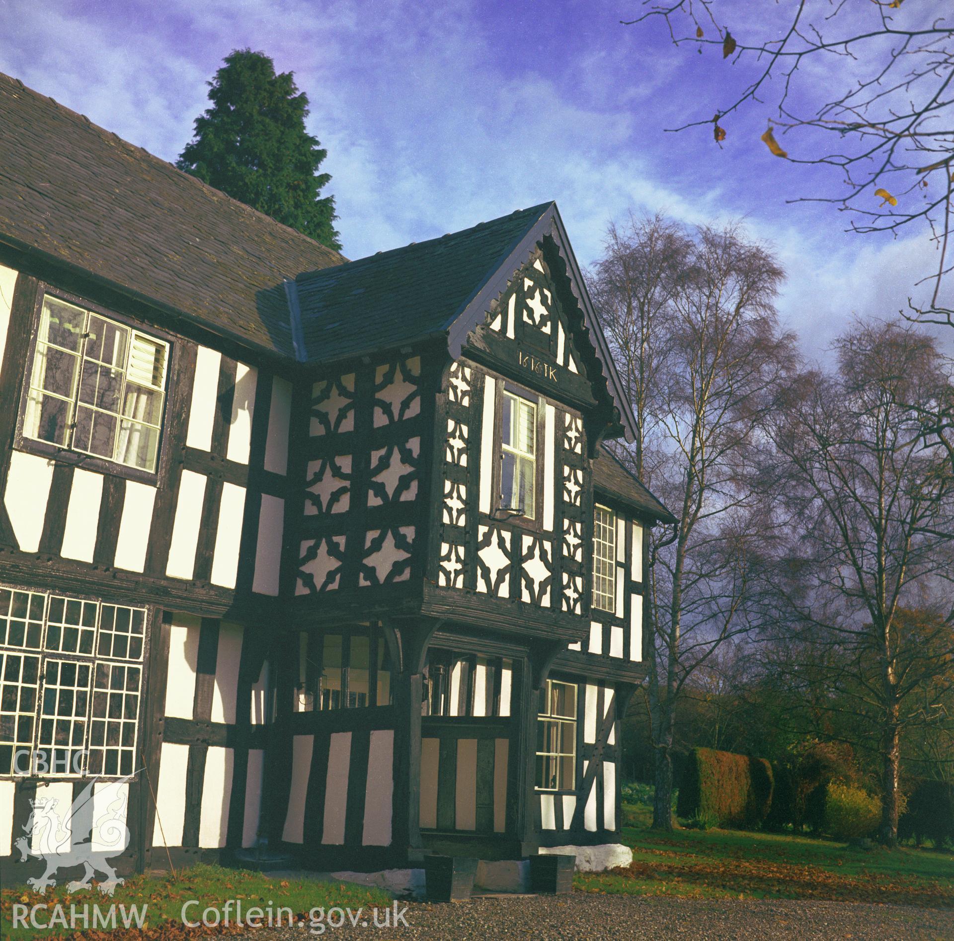 RCAHMW colour transparency showing view of the Vicarage at Berriew