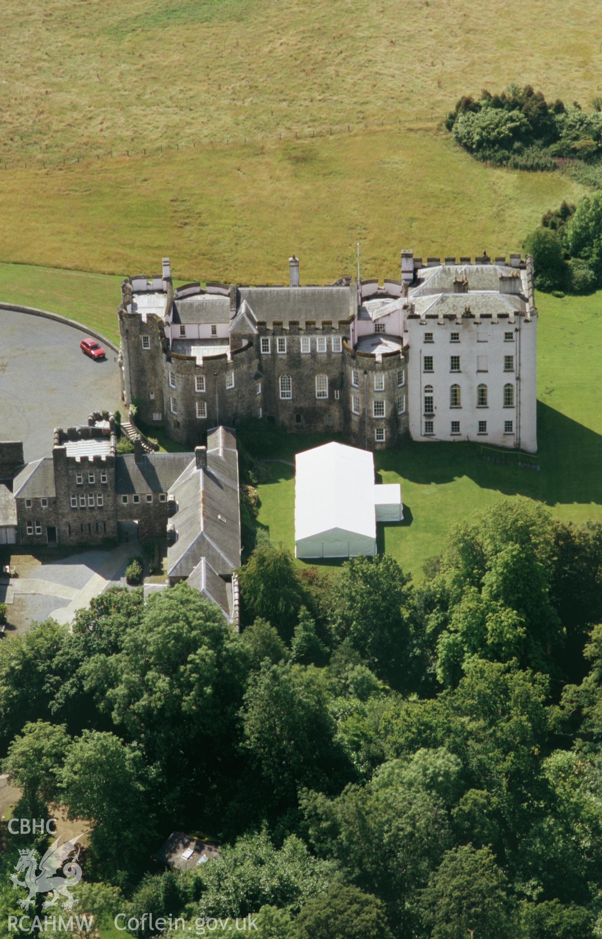 Slide of RCAHMW colour oblique aerial photograph of Picton Castle, taken by Toby Driver, 2004.