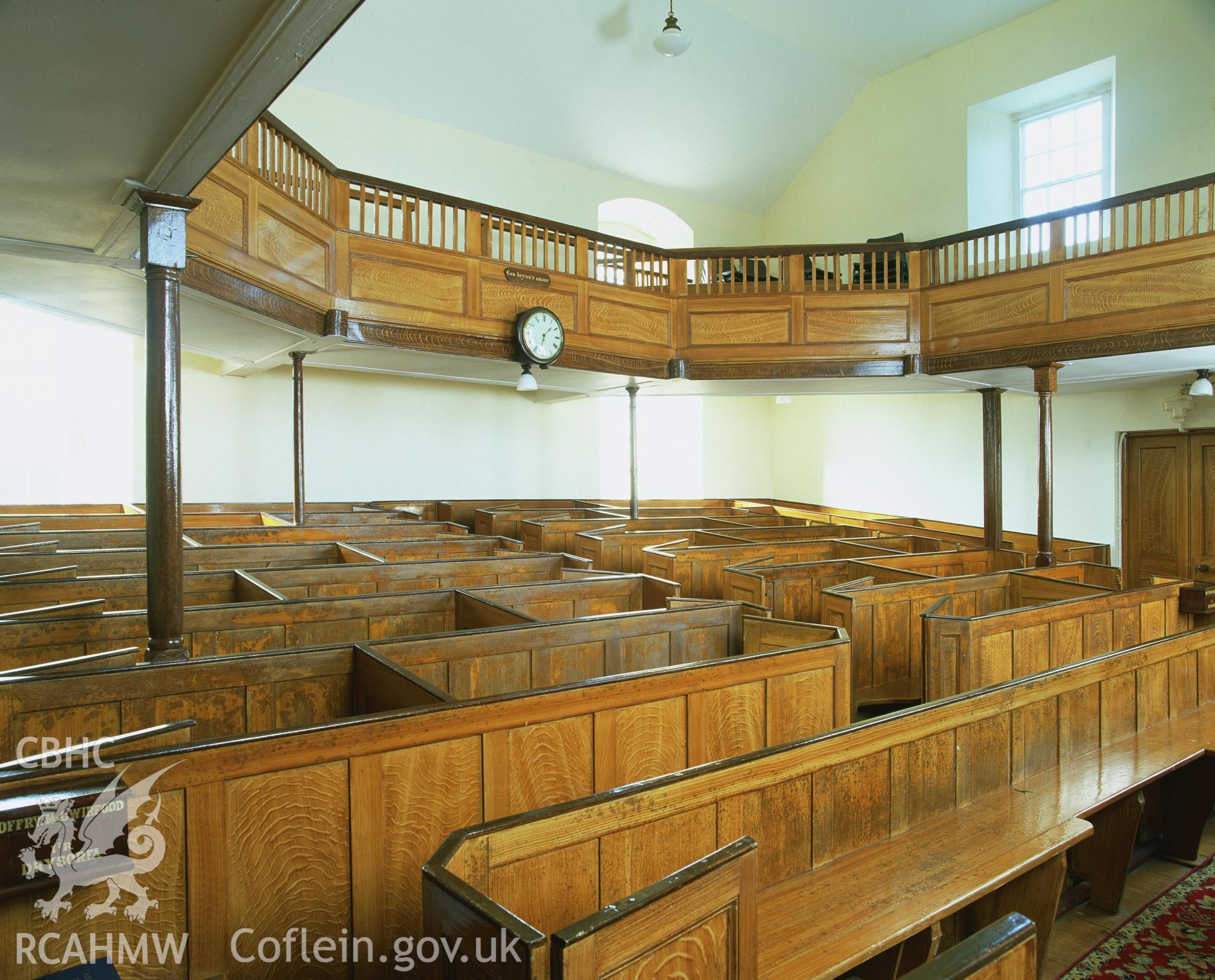 RCAHMW colour transparency showing interior view of Gideon Chapel, Dinas Cross, taken by I.N. Wright, 2003.