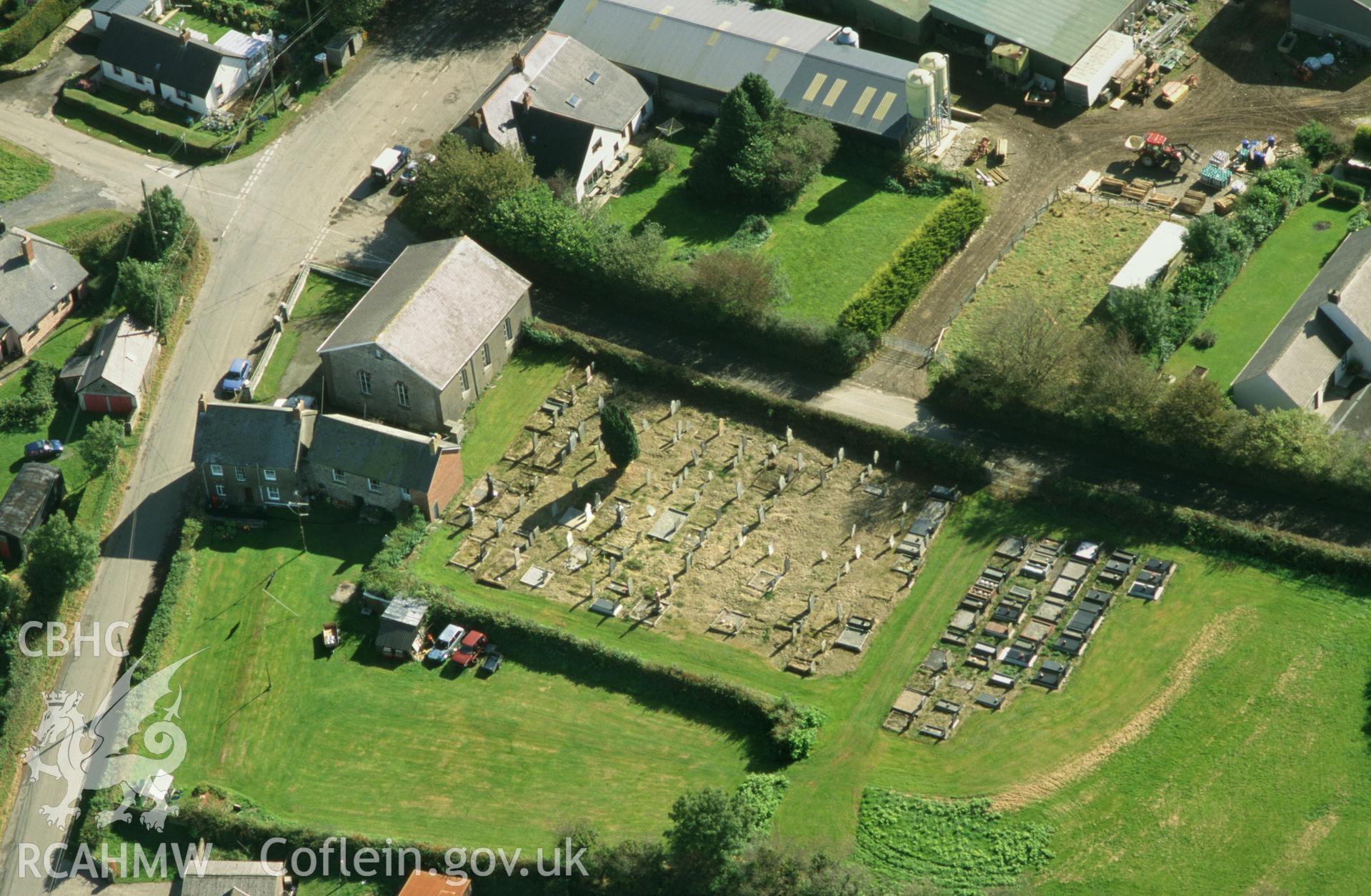 RCAHMW colour oblique aerial photograph of Bwlch y Groes, Chapel and village. Taken by Toby Driver on 03/10/2002