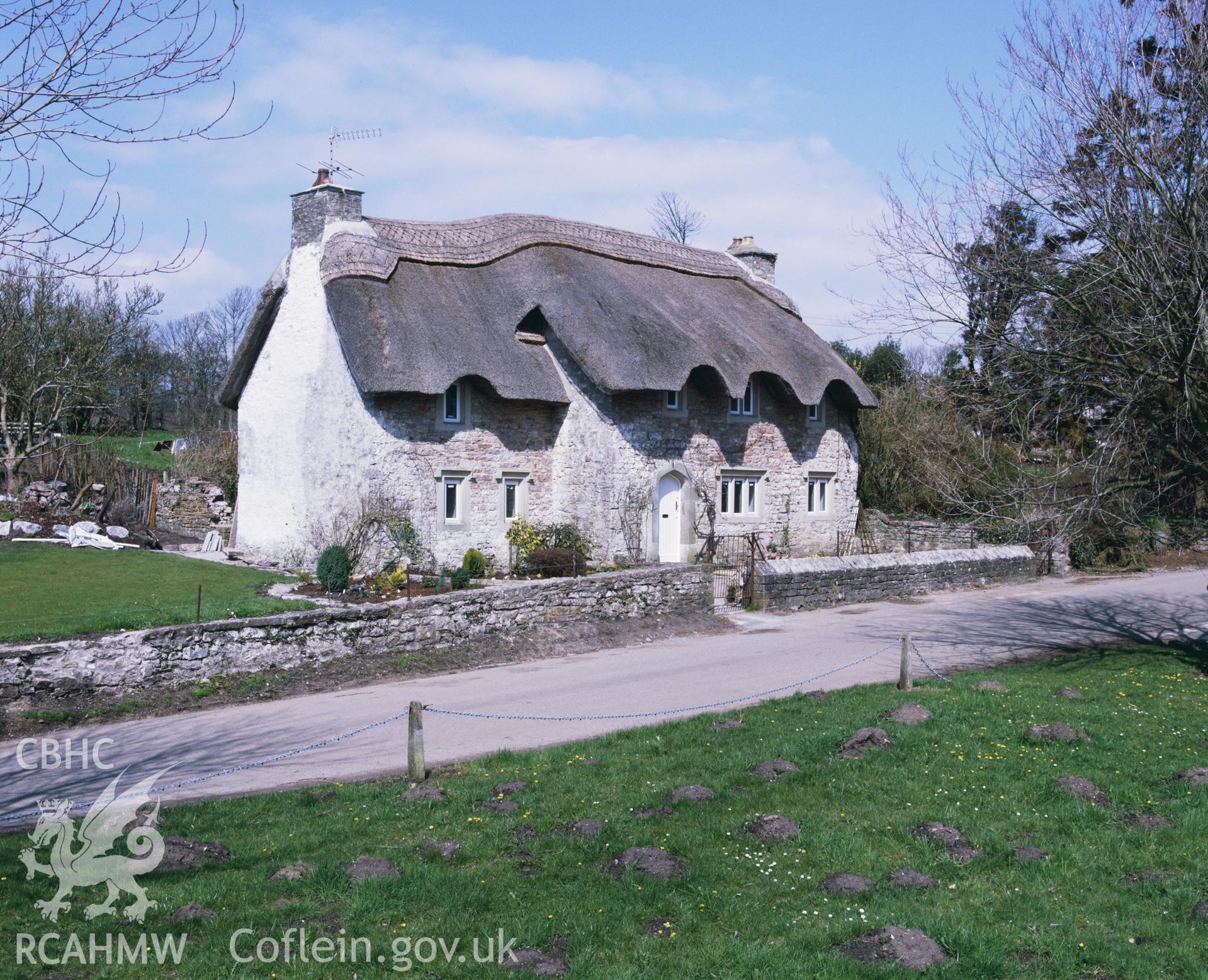 RCAHMW colour transparency showing view of Church Cottage, Merthyr Mawr.