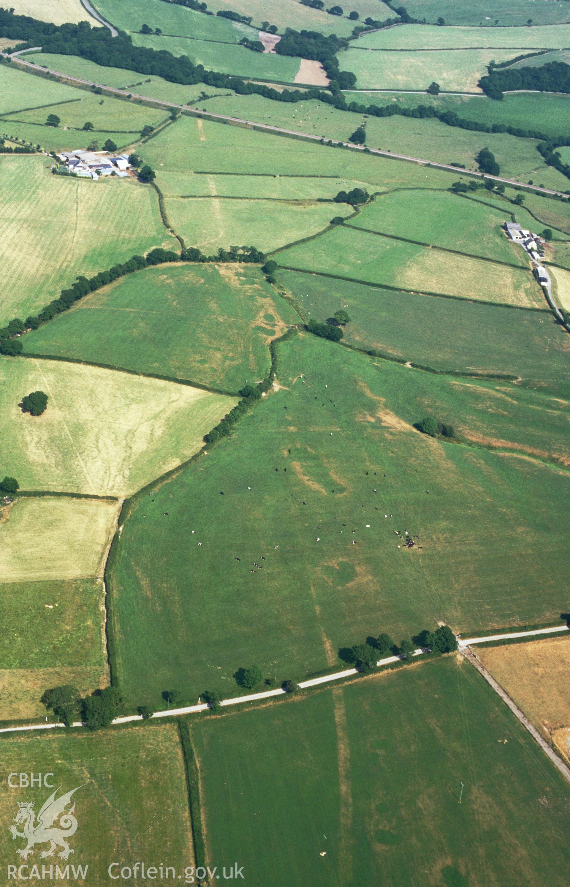 RCAHMW colour oblique aerial photograph of Fforest farm and west of St Clears. Taken by C R Musson on 08/07/1995