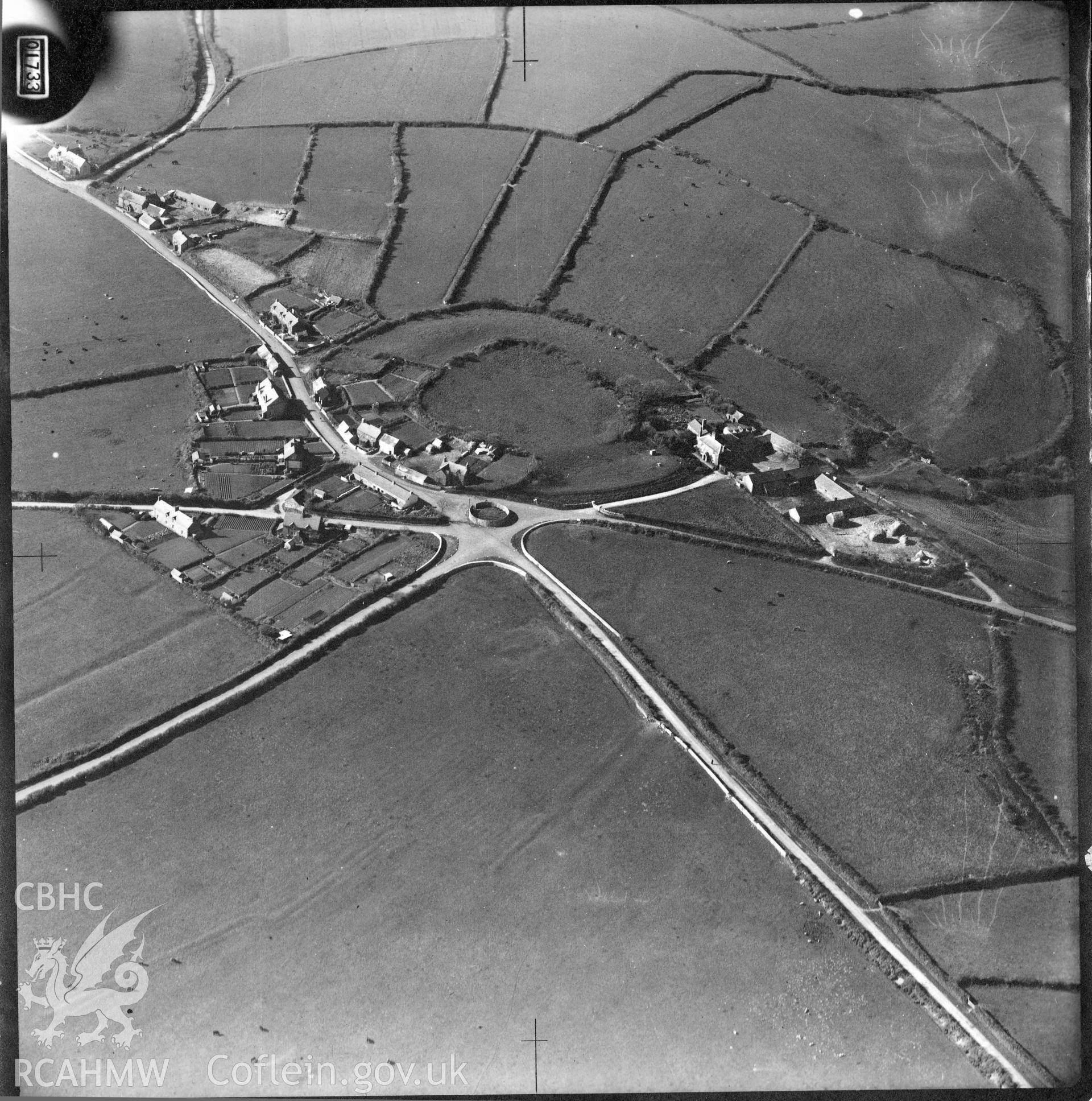 Castlemartin Camp; digitized copy of a black and white aerial photograph taken by the RAF in 1938.