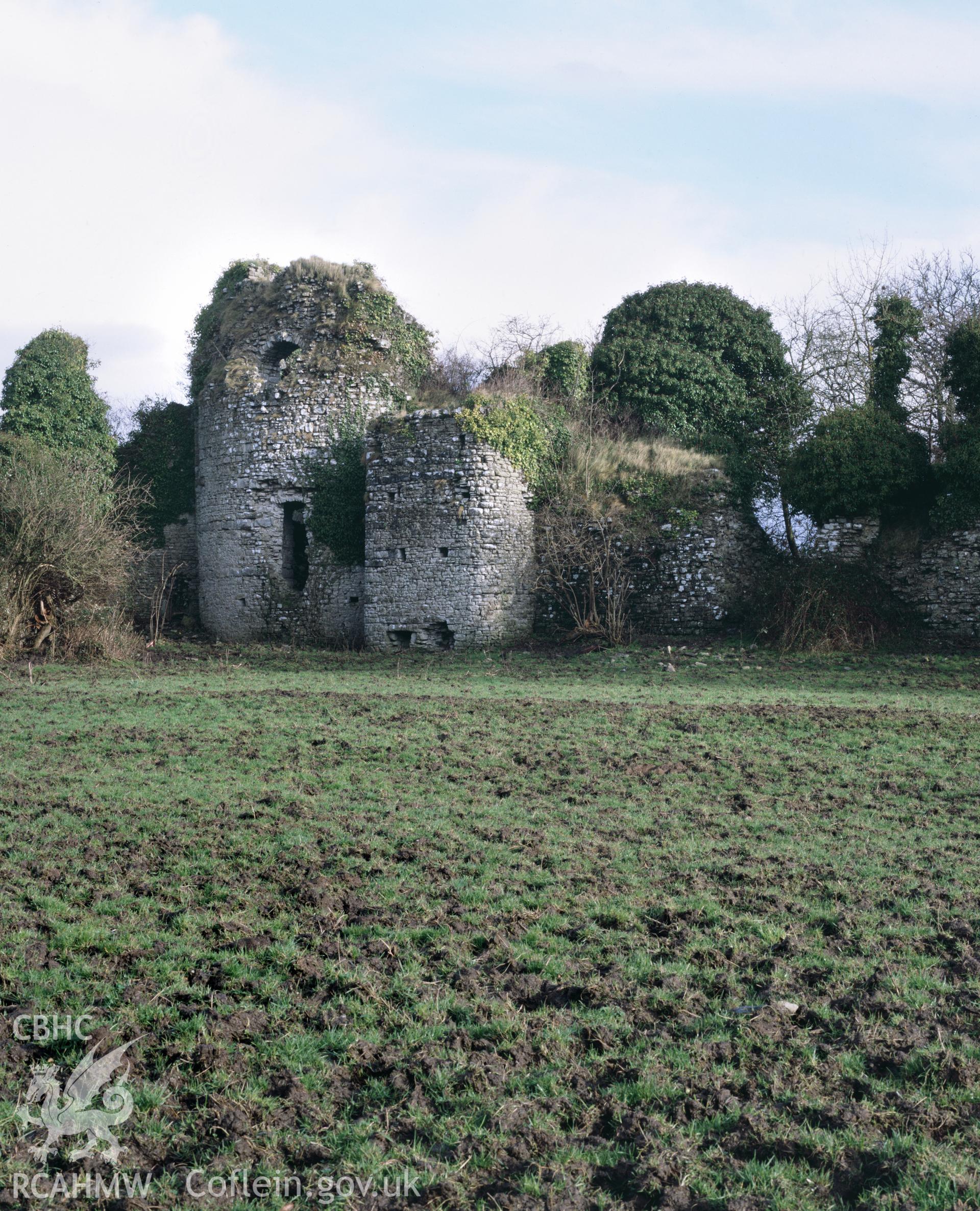 RCAHMW colour transparency showing view of Penmark Castle, taken by Iain Wright, c.1991