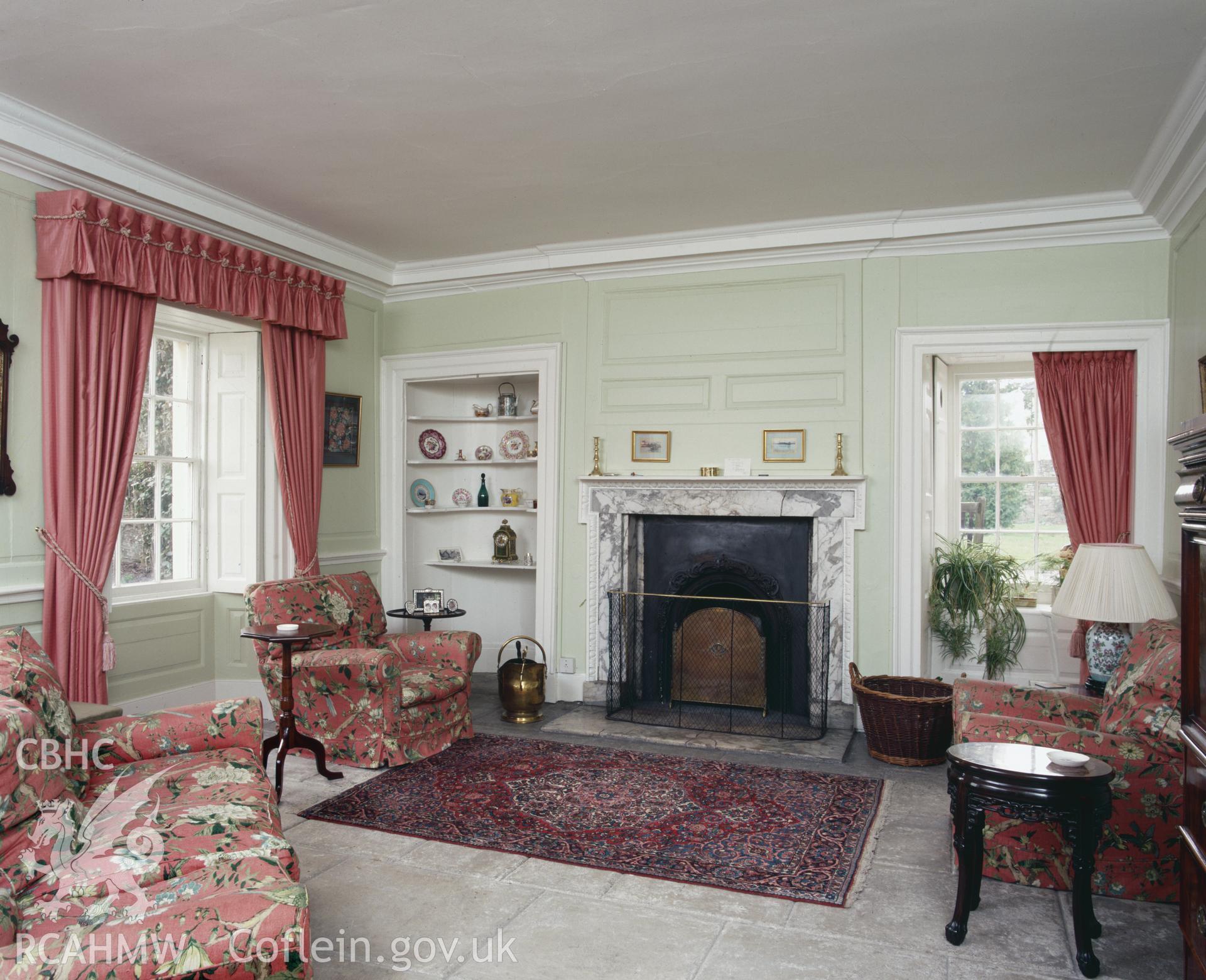 RCAHMW colour transparency of an interior view of Great House, Llanbethian.