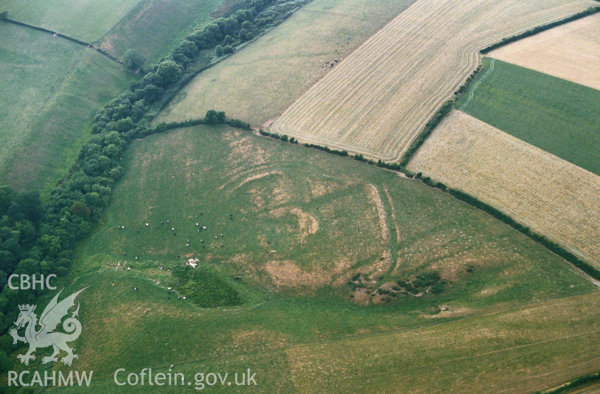 Slide of RCAHMW colour oblique aerial photograph of West Rath, Walton East, taken by C.R. Musson, 1989.