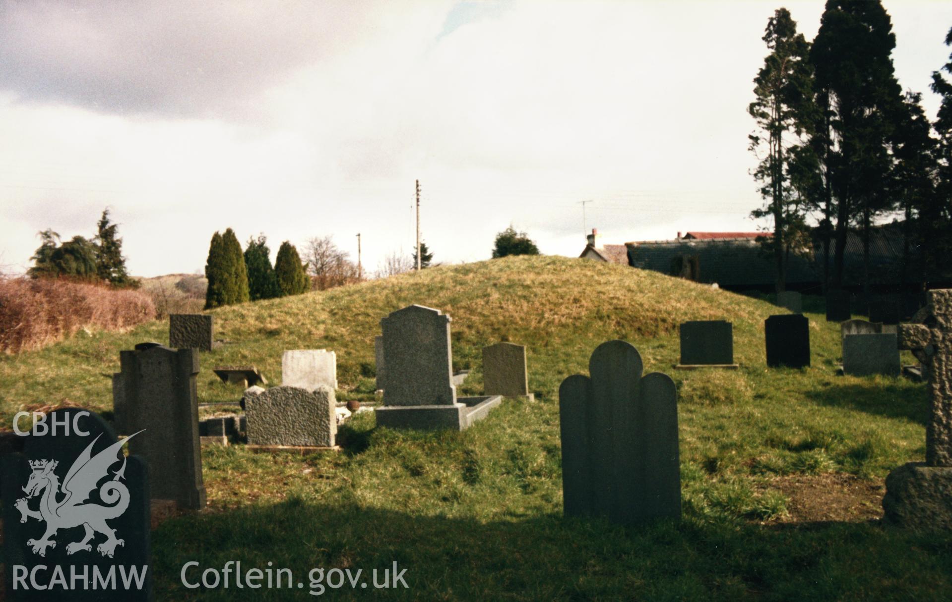 Twmpath Garmon, Castle Caereinion; three colour photographs taken by  Cadw field monument warden  1988