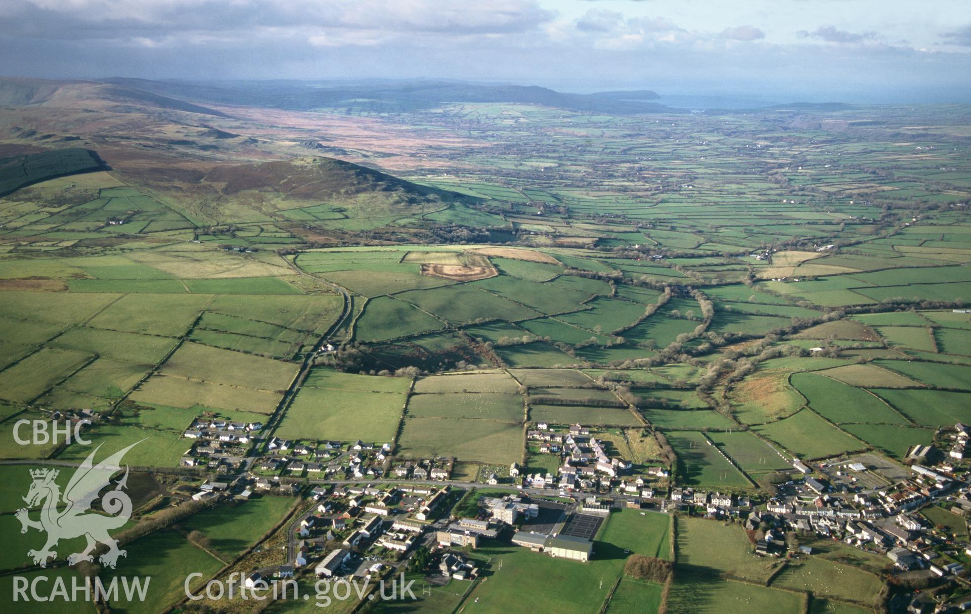 RCAHMW colour slide oblique aerial photograph of Crymych, taken on 04/12/1998 by Toby Driver