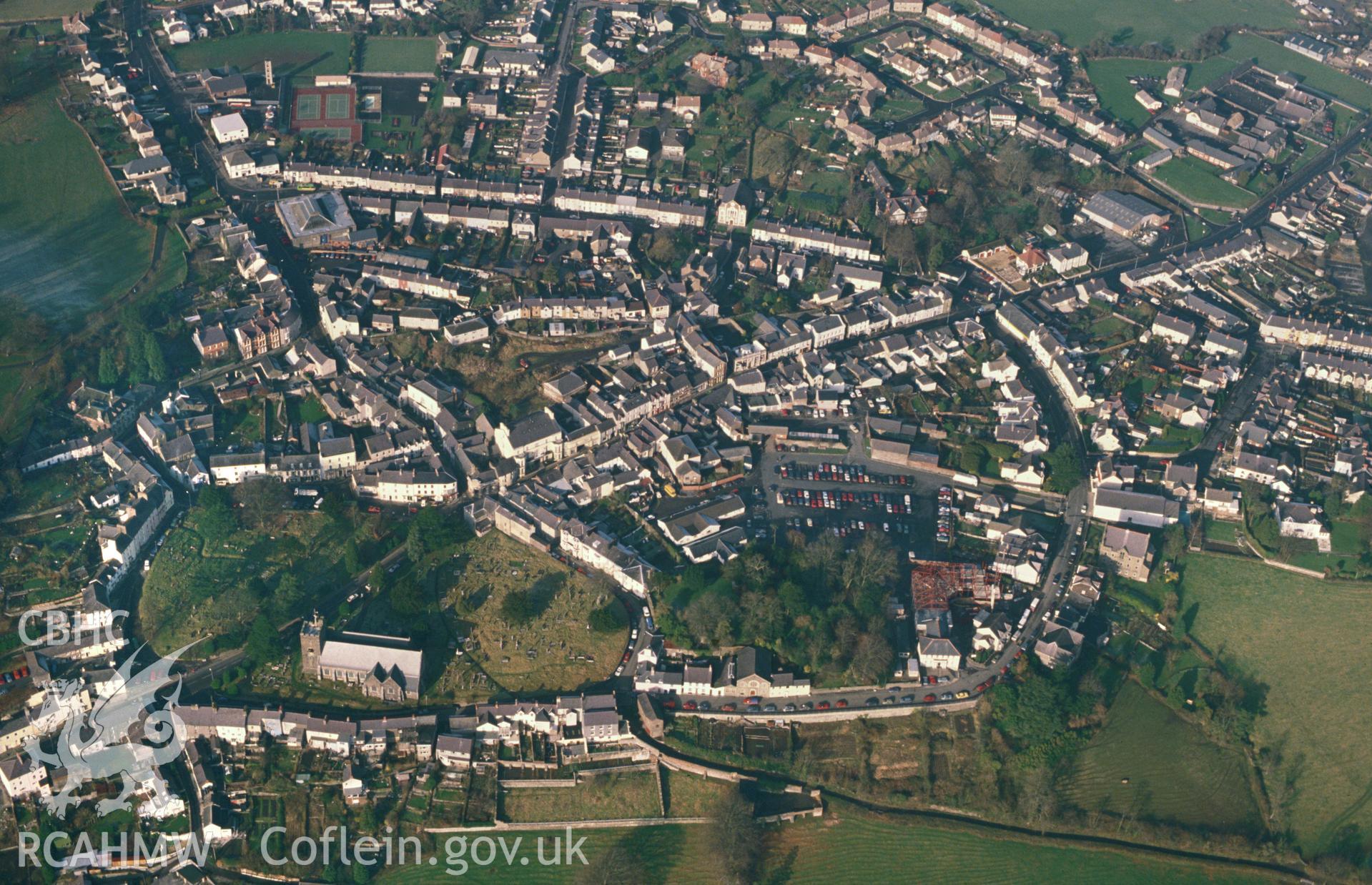 RCAHMW colour slide oblique aerial photograph of Llandeilo, taken on 27/01/1992 by CR Musson