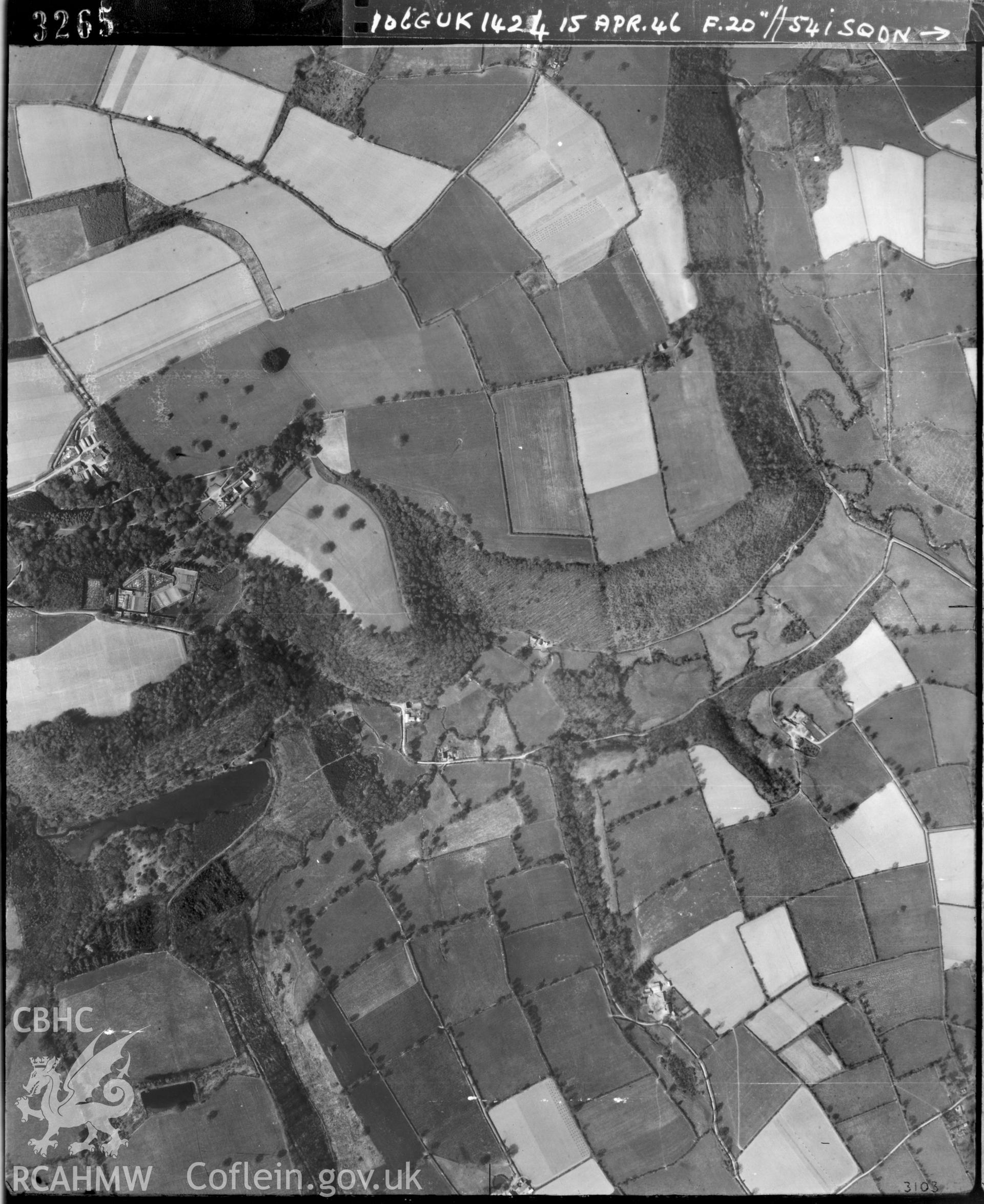 Black and white vertical aerial photograph taken by the RAF on 15/04/1946 centred on SN24893837 at a scale of 1:10000. The photograph includes part of Manordeifi community in Pembrokeshire.