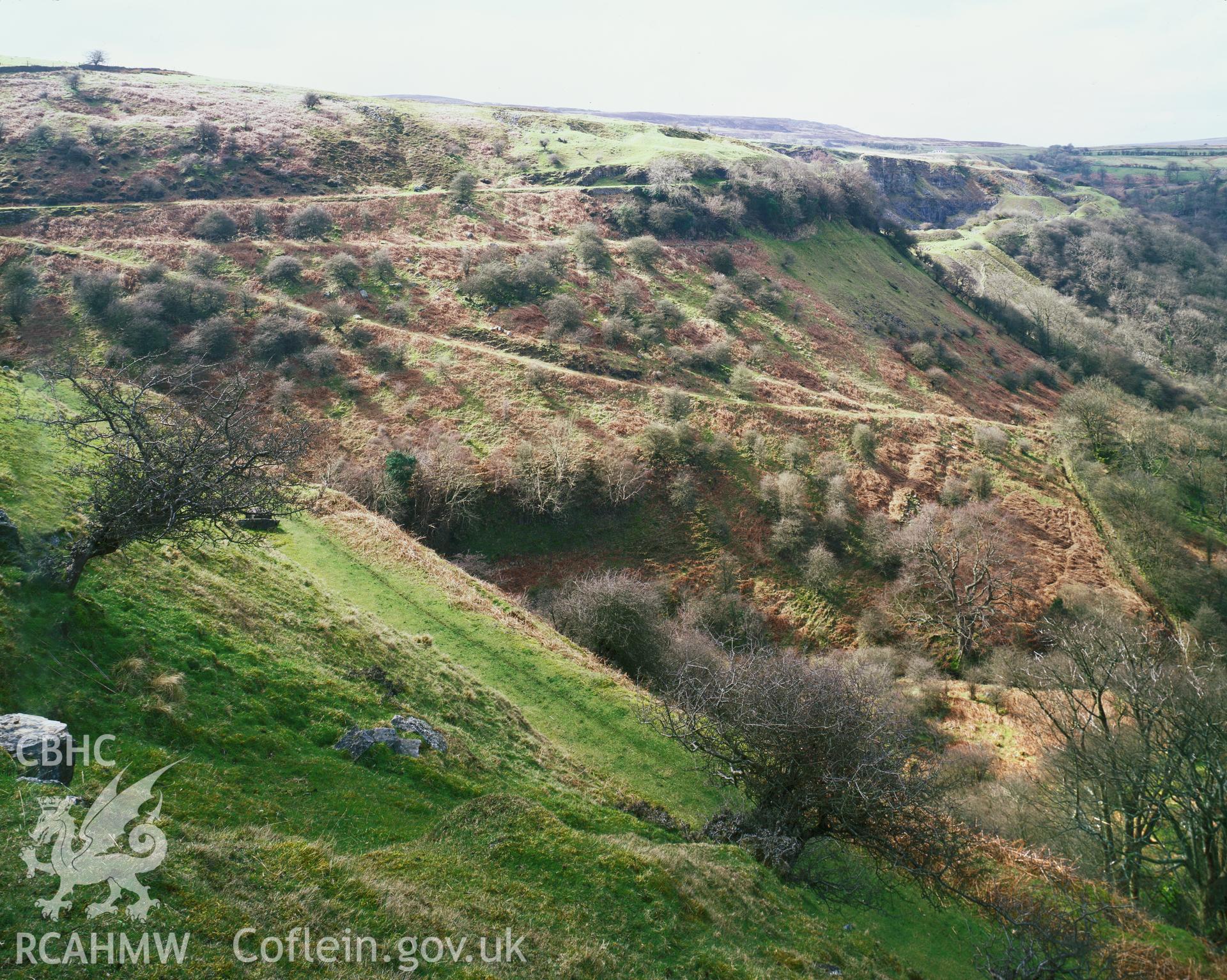 RCAHMW colour transparency showing landscape view of Hills Tramway