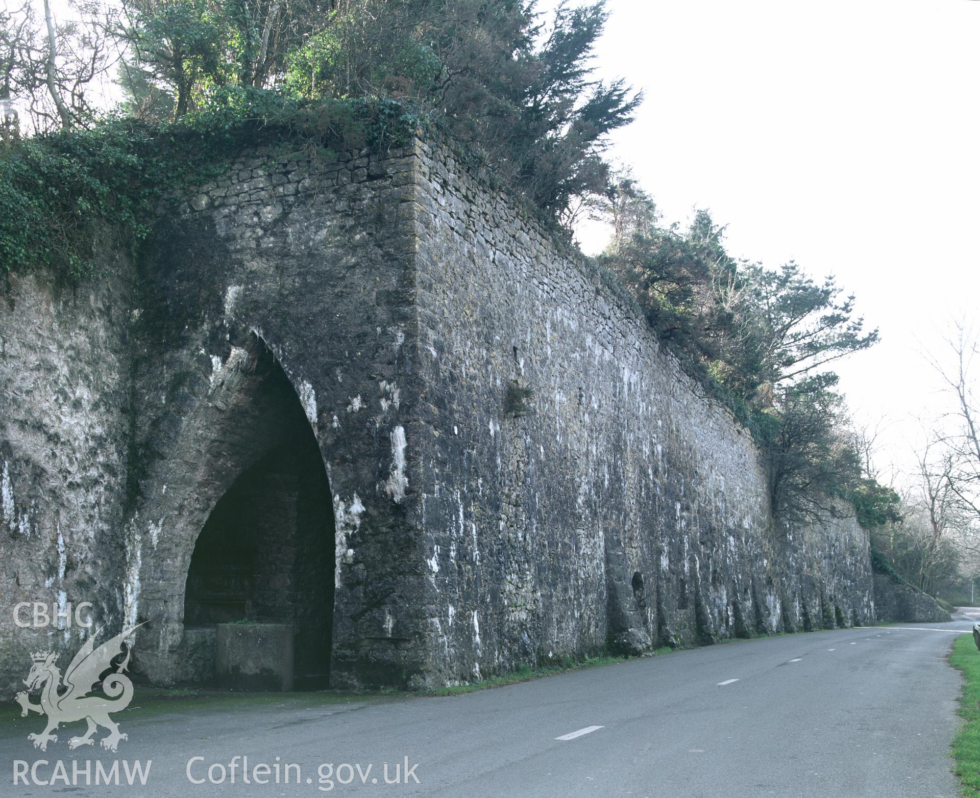 Colour transparency showing  view of Blackrock Quarry Limekilns, Penally produced by Iain Wright, 2003