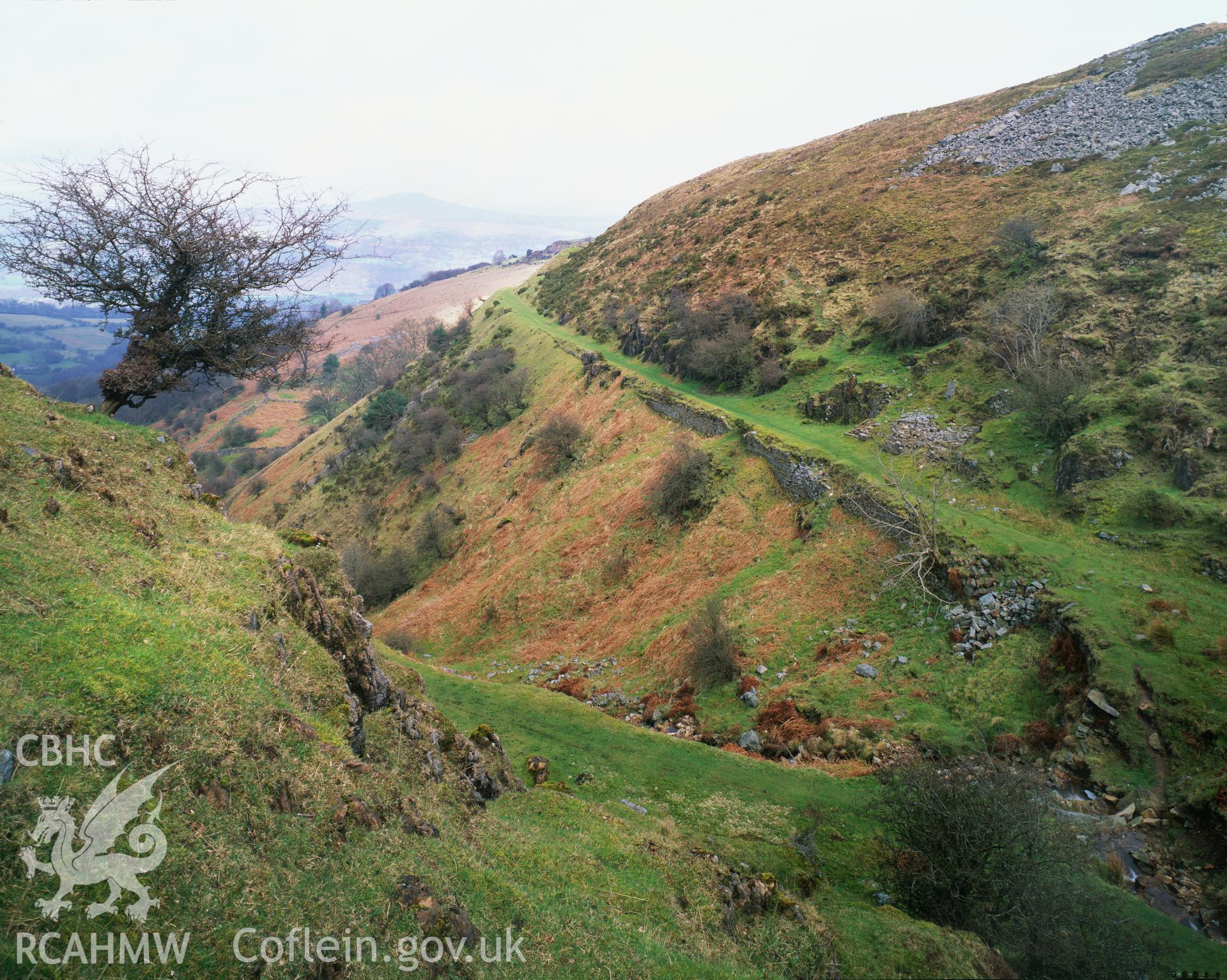 RCAHMW colour transparency showing landscape view of Hills Tramway