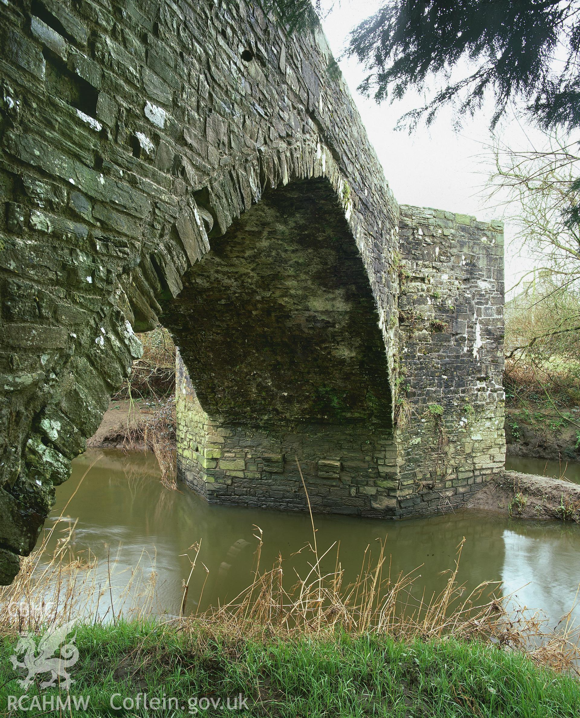 RCAHMW colour transparency showing Pont Spwdwr, Kidwelly