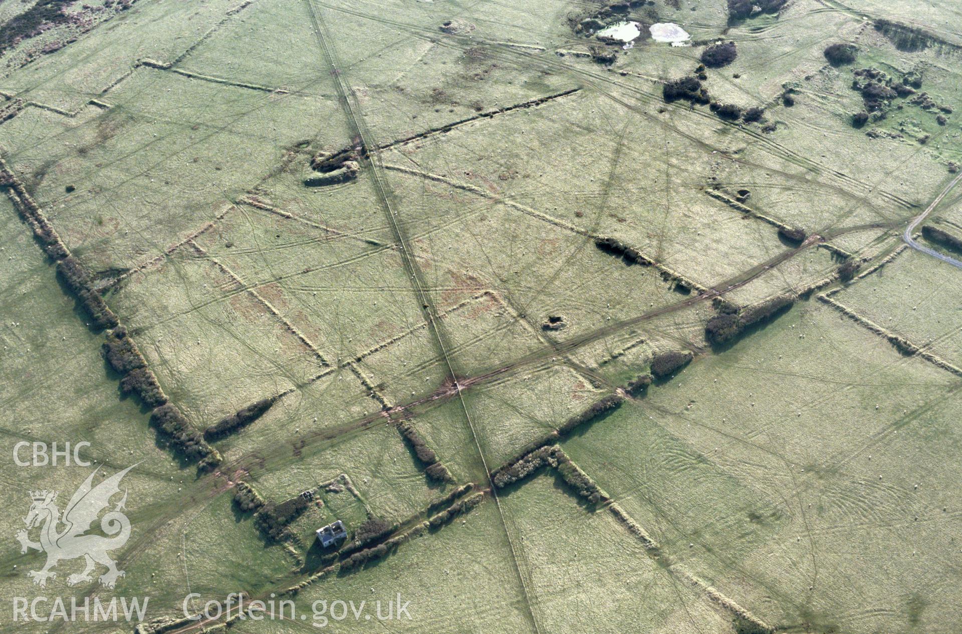 Slide of RCAHMW colour oblique aerial photograph of Midland Farmstead, Stackpole, taken by C.R. Musson, 4/4/1993.