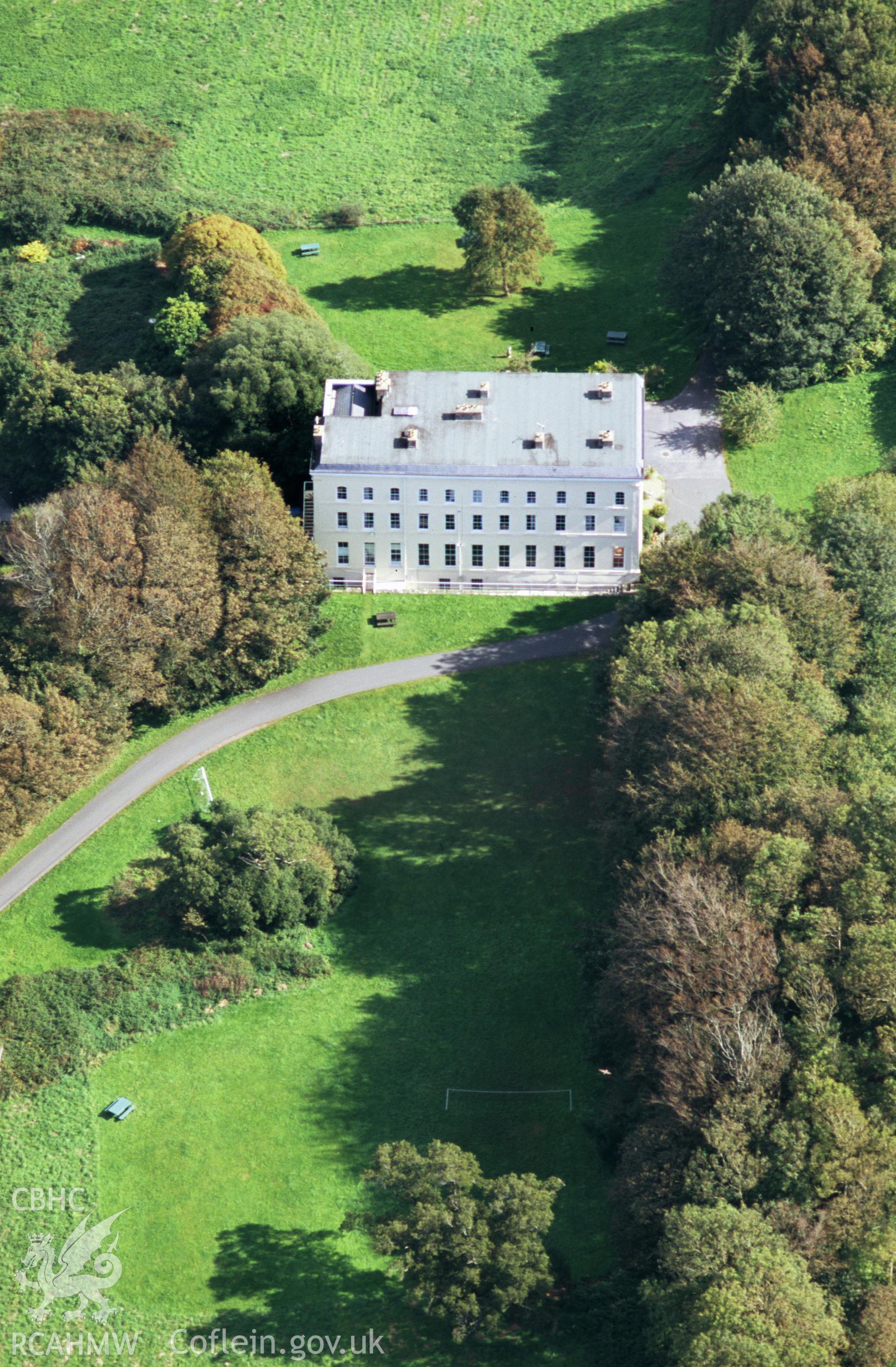 Slide of RCAHMW colour oblique aerial photograph of Orielton House, taken by Toby Driver, 2004.