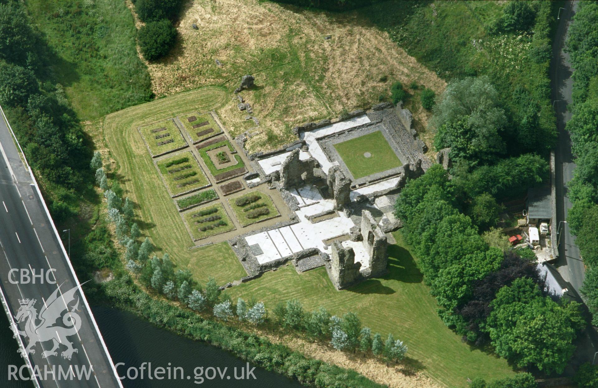 RCAHMW colour oblique aerial photograph of Haverfordwest Priory, stereo pair (left eye). Taken by Toby Driver on 28/06/2002