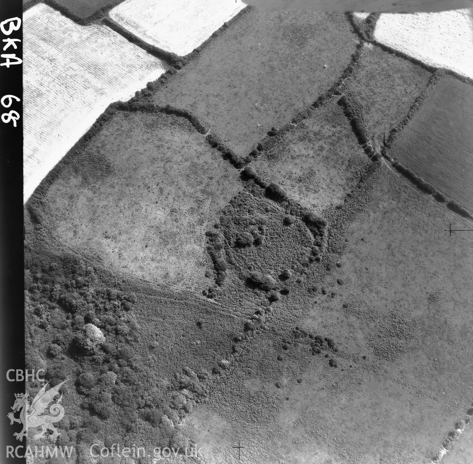 Black and white aerial photograph showing West Ford Camp, taken by Cambridge University Committee for Aerial Photography, 1972