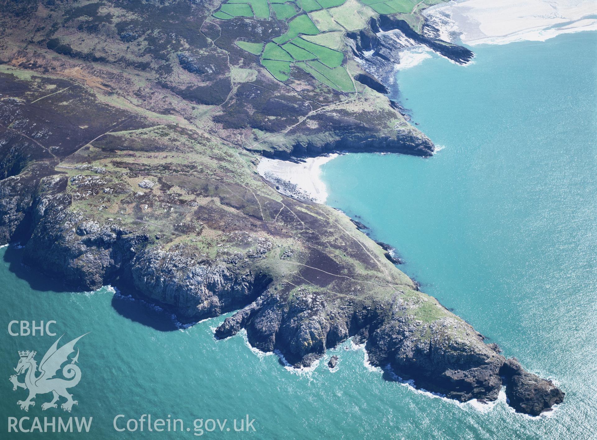 RCAHMW colour aerial photograph of St David's Head Camp, taken by Toby Driver, 2002