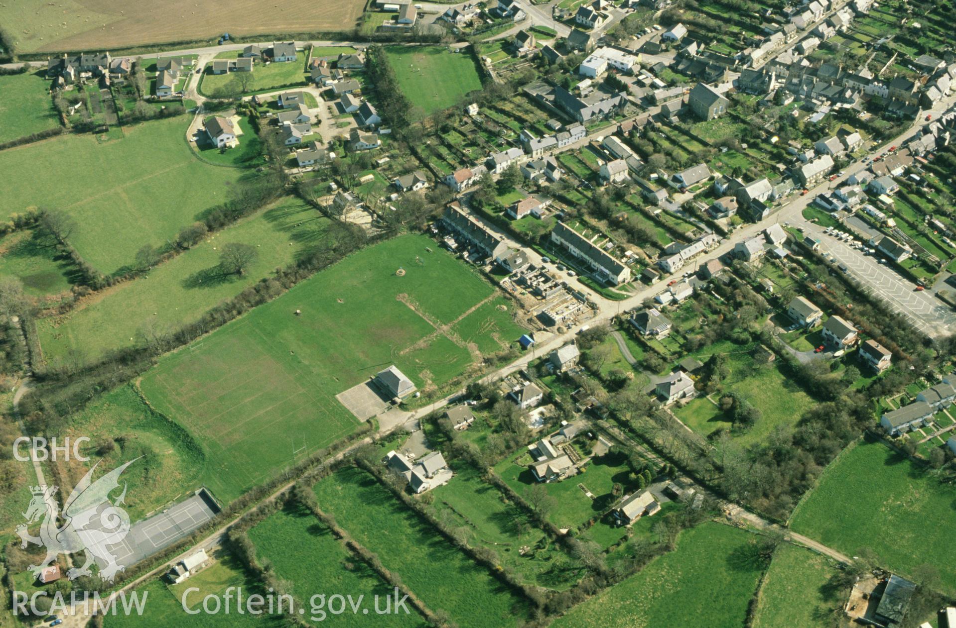 RCAHMW colour slide oblique aerial photograph of Old Castle, Newport, taken on 24/03/1991 by CR Musson