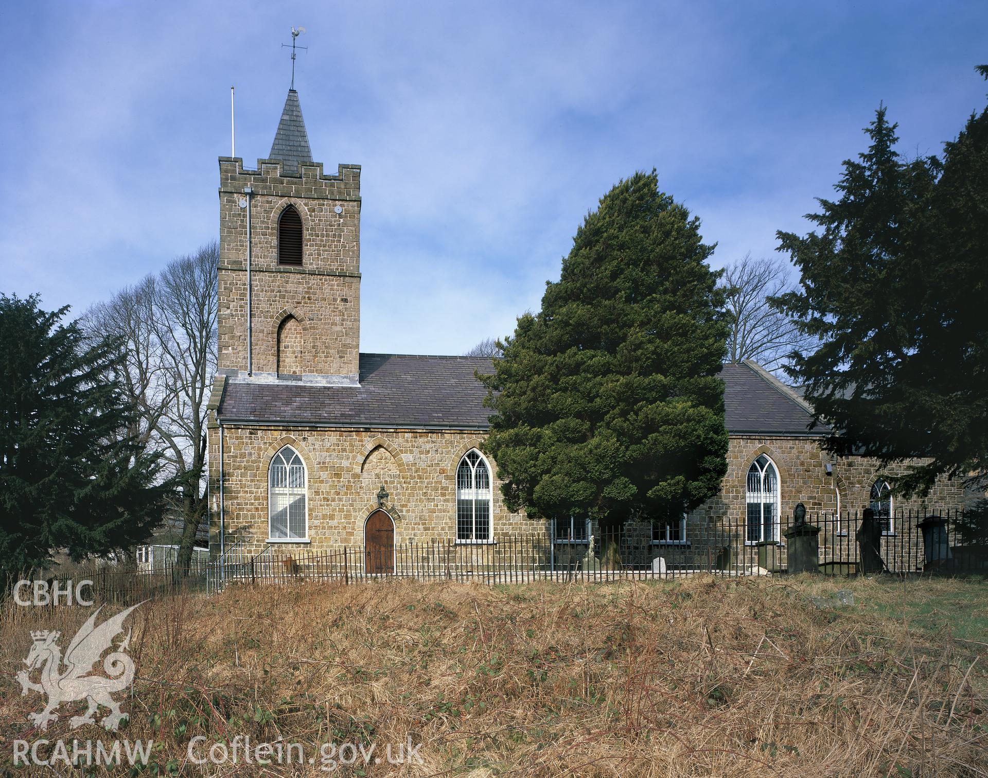 RCAHMW colour transparency showing exterior view of St Peter's Church, Blaenavon