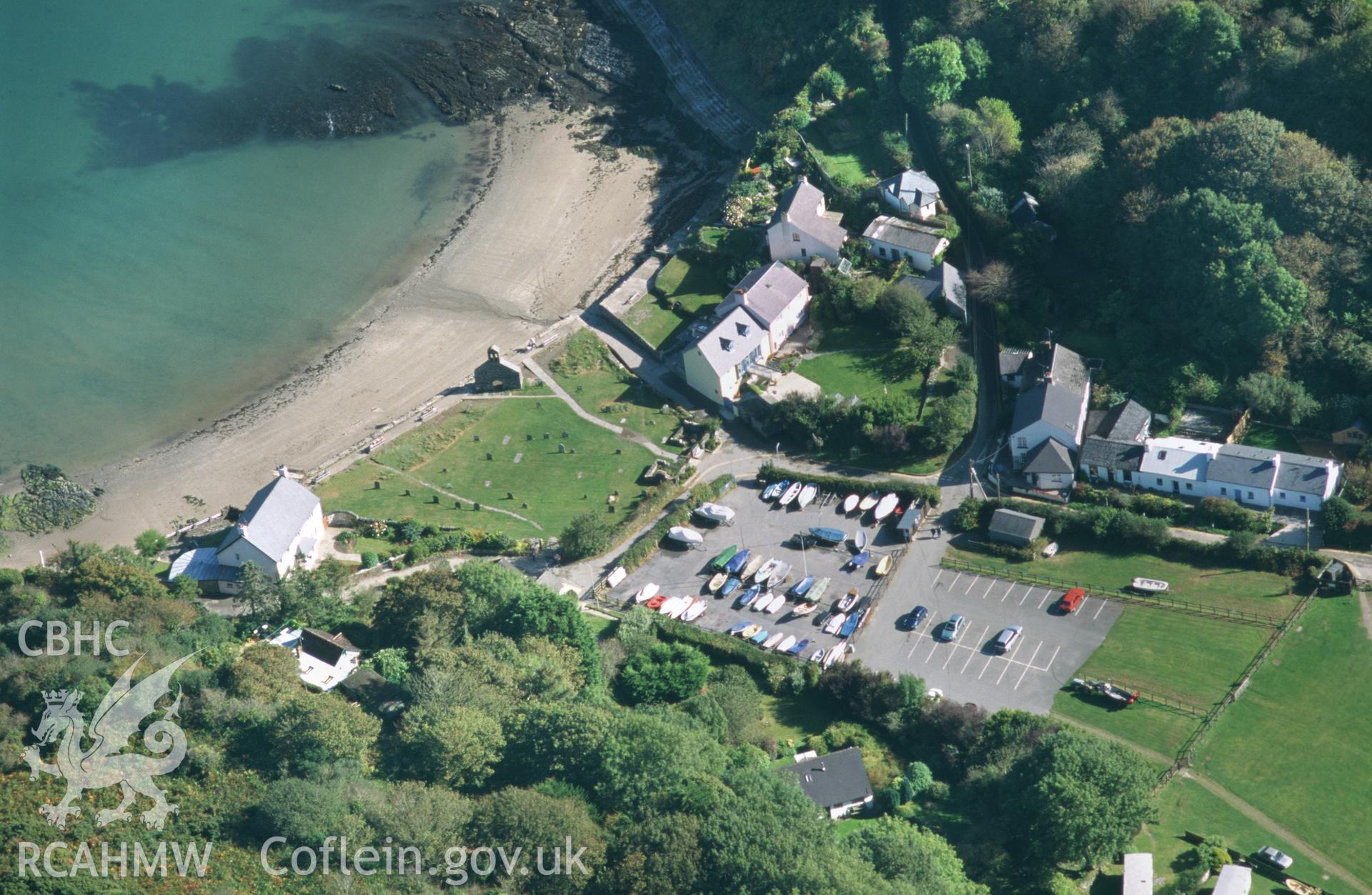 RCAHMW colour oblique aerial photograph of Cwm-yr-Eglwys. Taken by Toby Driver on 03/10/2002