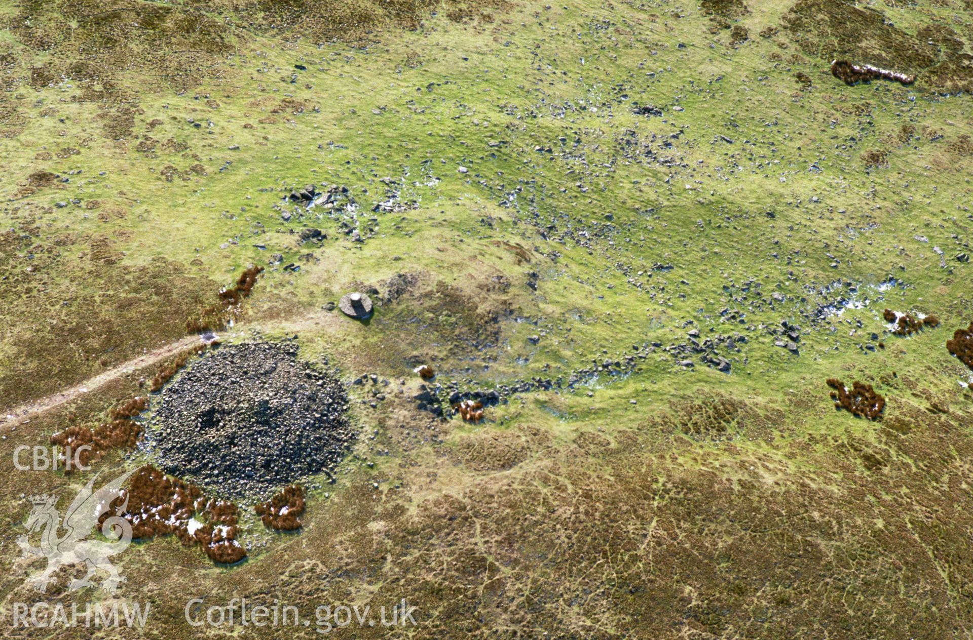 Slide of RCAHMW colour oblique aerial photograph of Foel eryr, Egwyswrw, taken by C.R. Musson,1993.