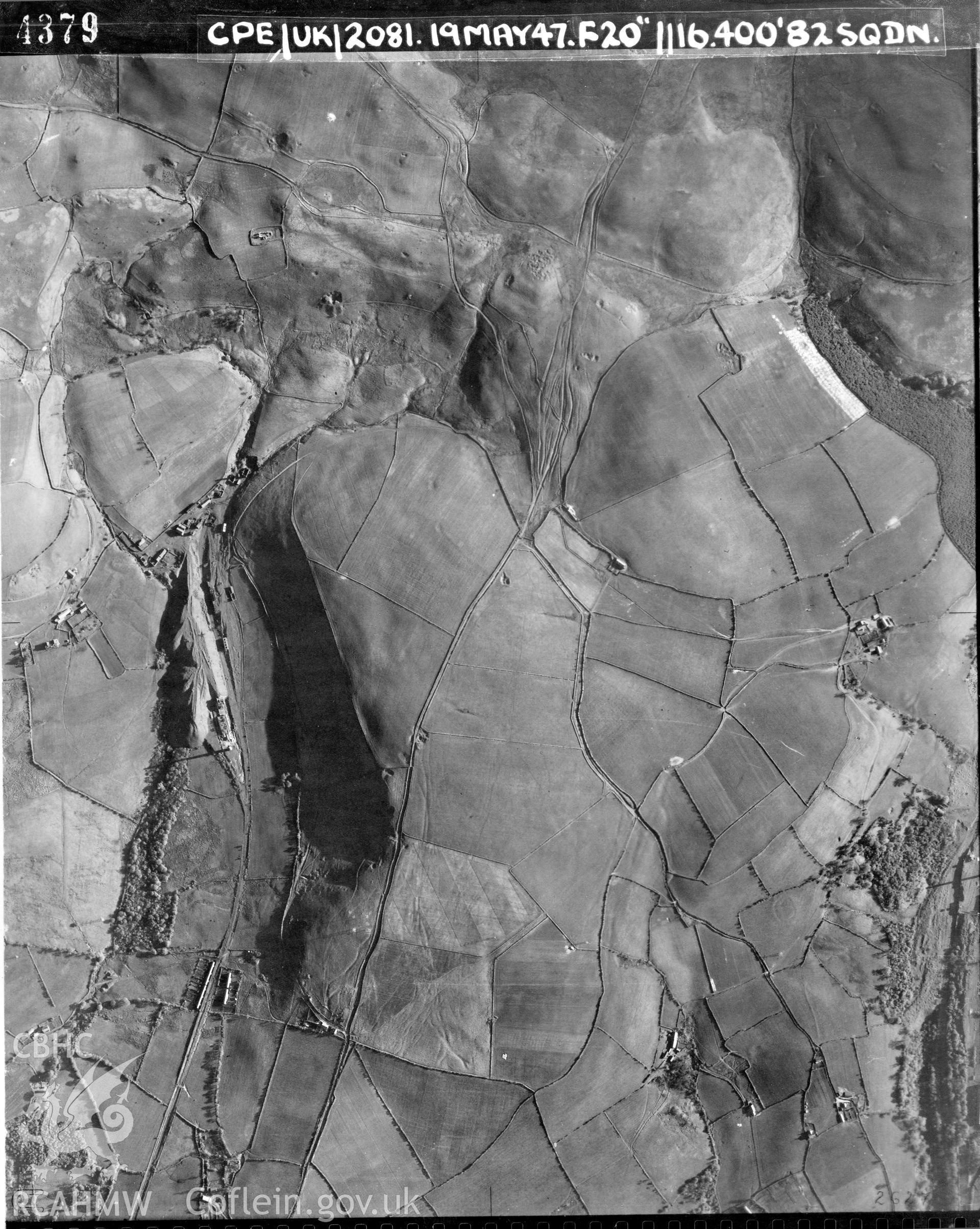 Black and white vertical aerial photograph taken by the RAF on 19/05/1947 centred on SS99188486 at a scale of 1:10000. The photograph includes part of Llanharan community in Rhondda, Cynon, Taff.