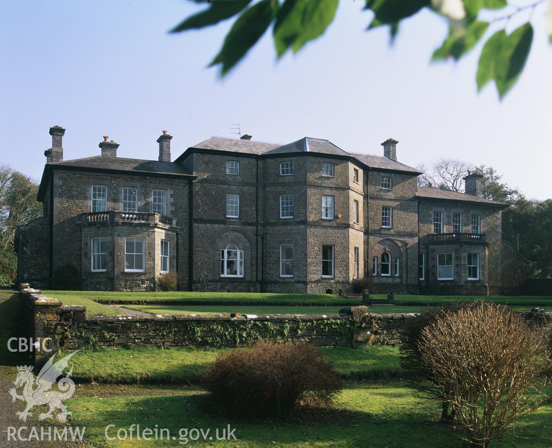 RCAHMW colour transparency showing exterior view of Cresselly House, taken by Iain Wright, 2003