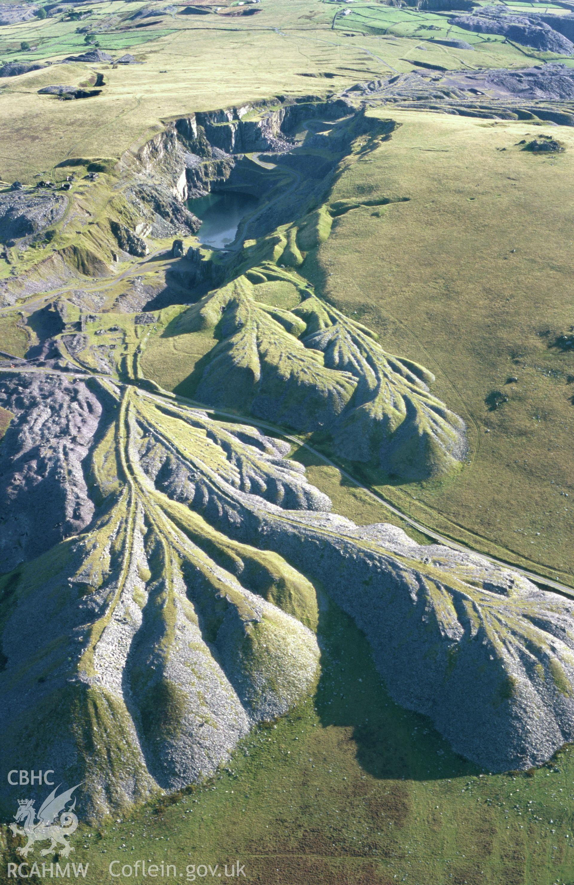 Slide of RCAHMW colour oblique aerial photograph of Alexandra Quarry, taken by T.G. Driver, 20/8/1999.