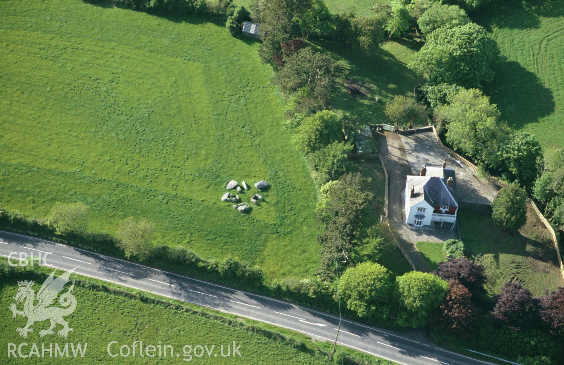 Slide of RCAHMW colour oblique aerial photograph of Cerrig Y Gof;Cerrig Atgof, taken by C.R. Musson,1993.