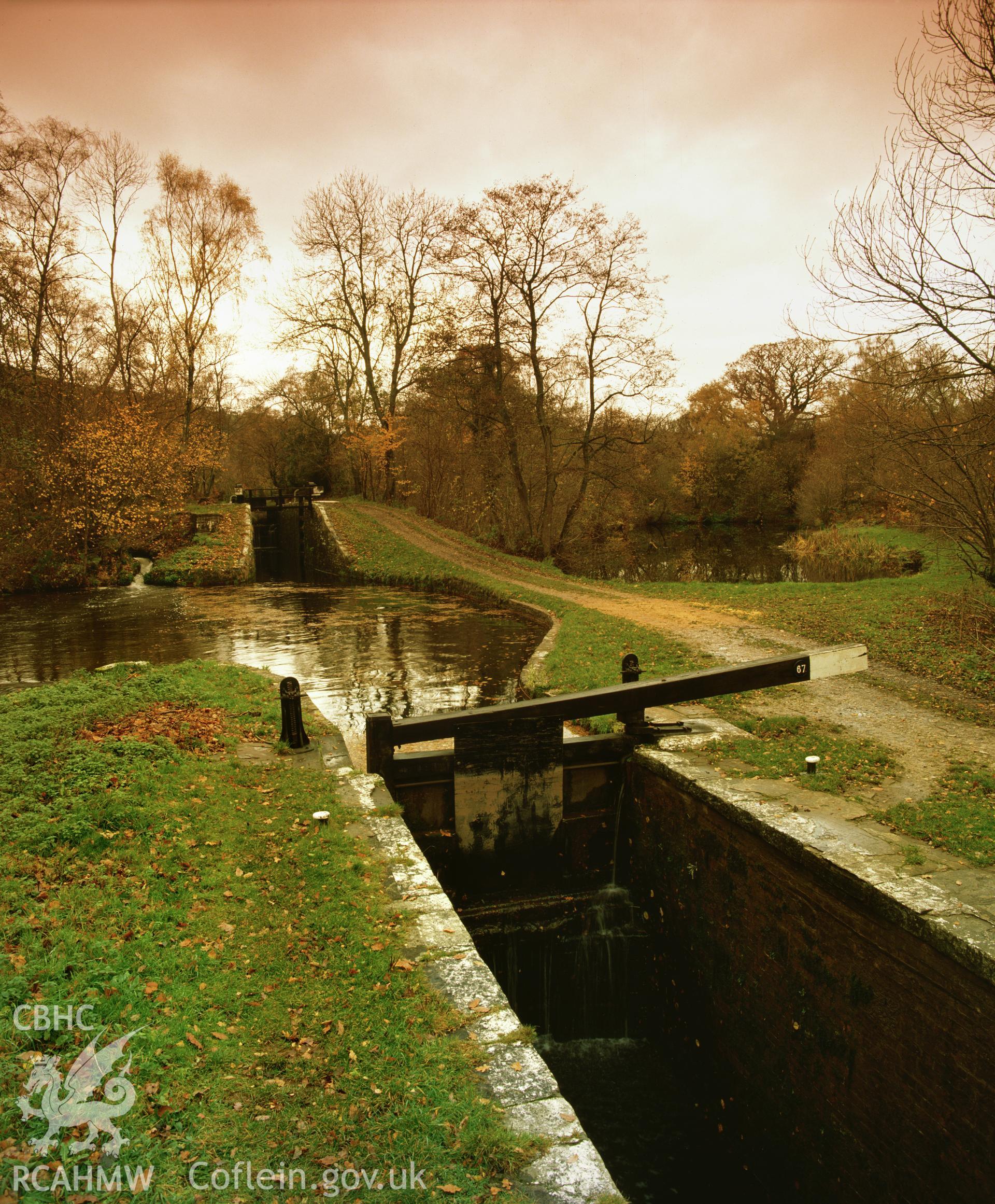 RCAHMW colour transparency showing Lock 67 at Llangynidr, taken by Iain Wright, c.1990