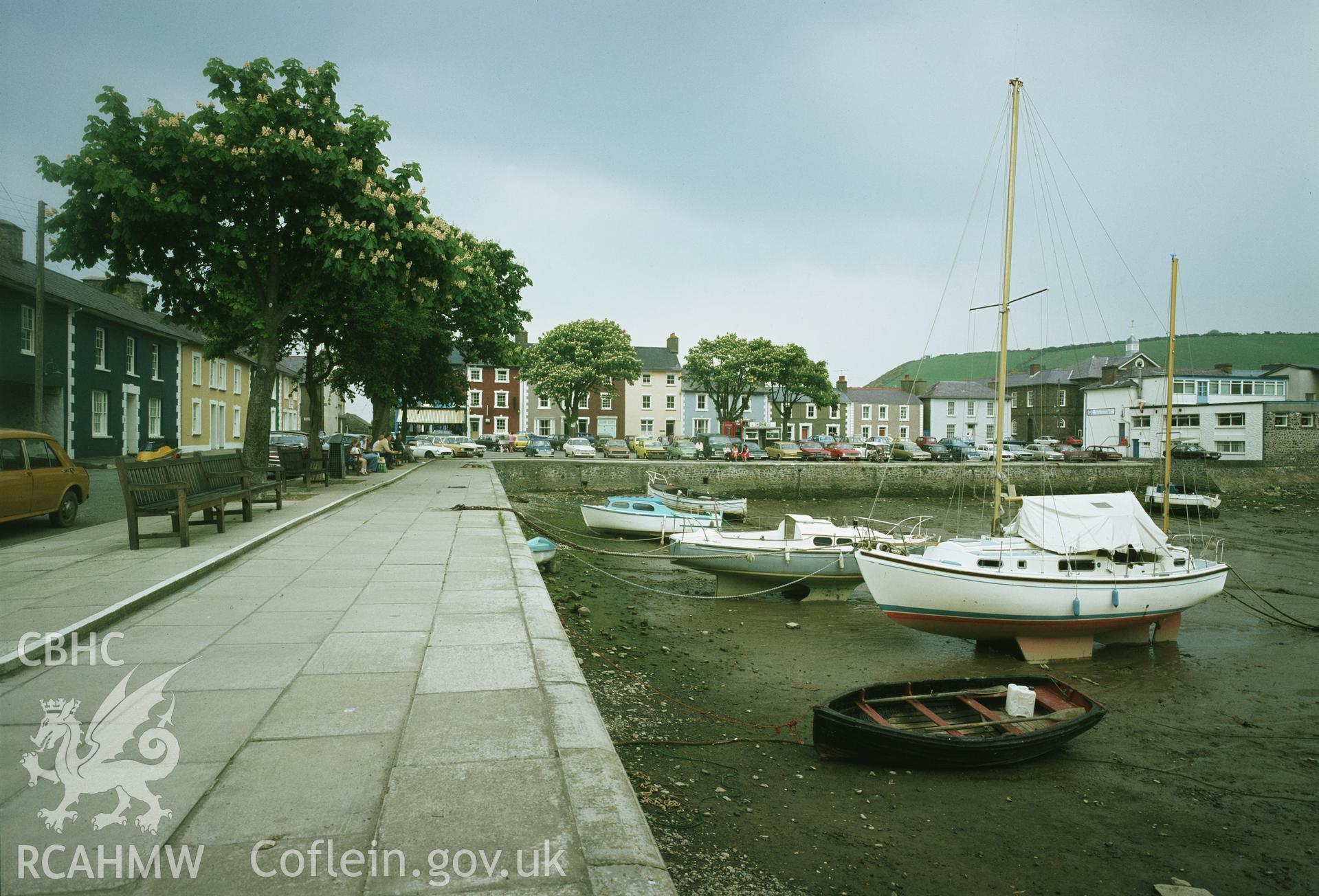 RCAHMW colour transparency of Aberaeron Harbour, taken by Iain Wright, 1979