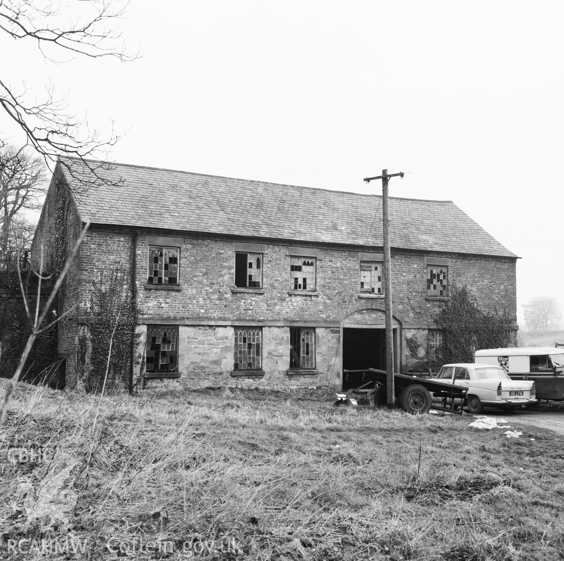 A black and white print of Bersham Corn-Mill.