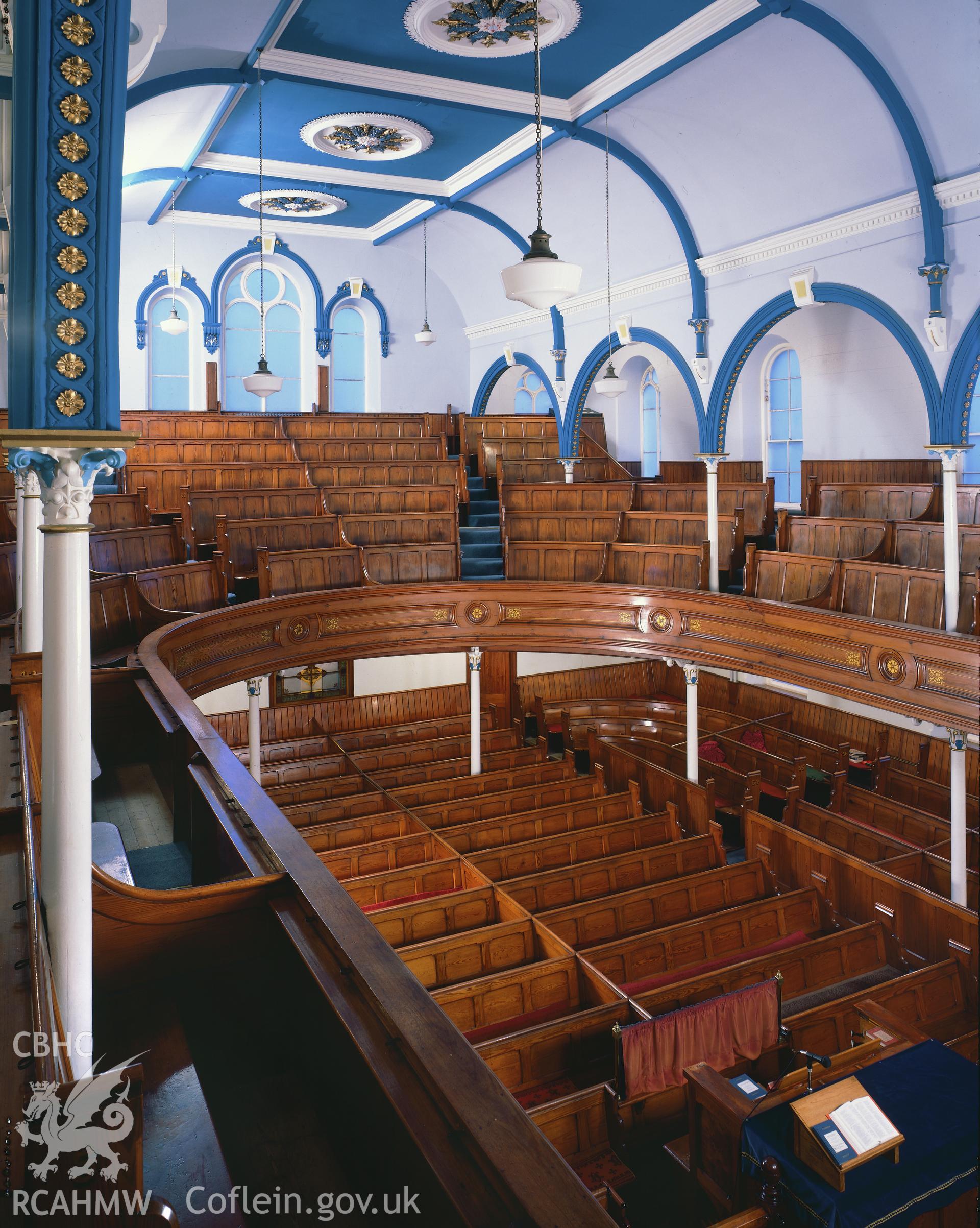 RCAHMW colour transparency of an interior view of Capel Seion, Baker Street, Aberystwyth.