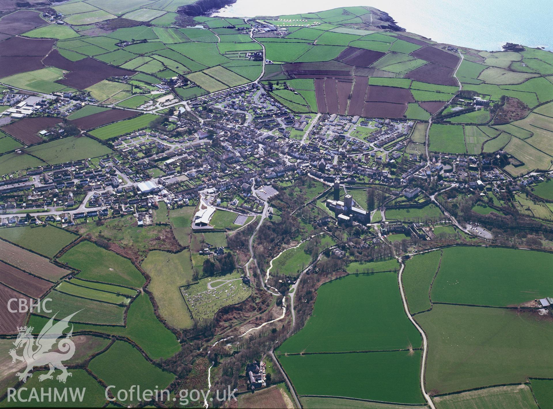 RCAHMW colour oblique aerial photograph of St David's, taken by Toby Driver 2002