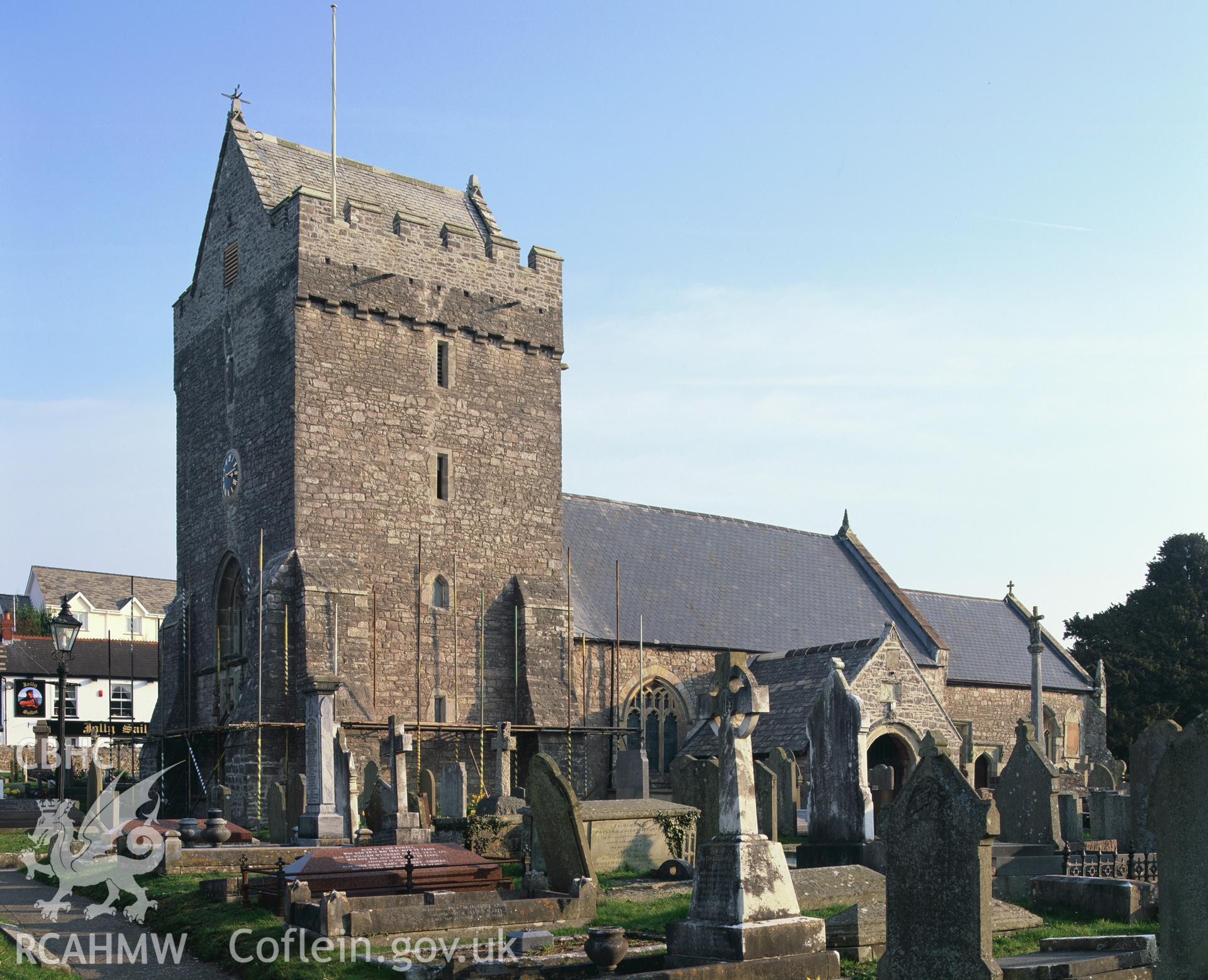 Colour transparency showing an exterior view of St John the Baptist Church, Newton Nottage, produced by Iain Wright 2004