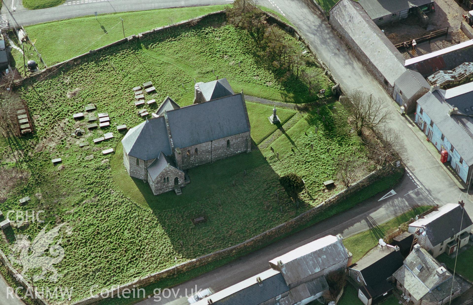 RCAHMW colour slide oblique aerial photograph of Mathry Church, taken by C.R. Musson, 07/01/94