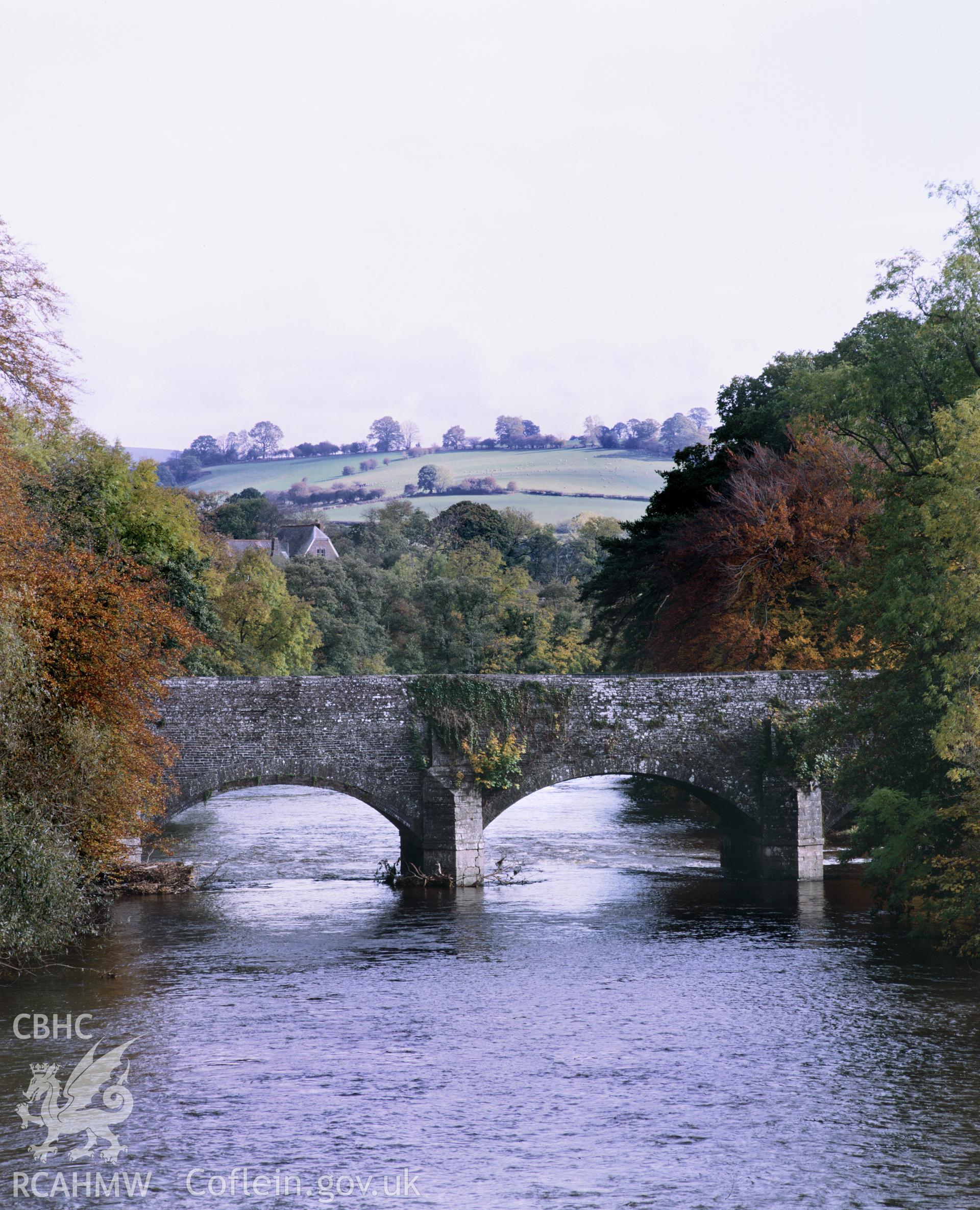 Colour transparency showing a view of Brynich Aqueduct, produced by Iain Wright 1990