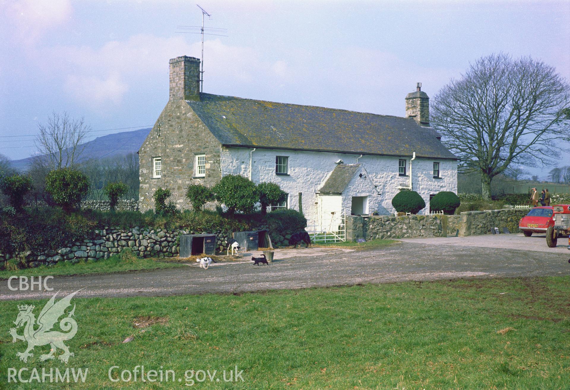 RCAHMW colour transparency showing view of Llwyndyrys, Llannor.