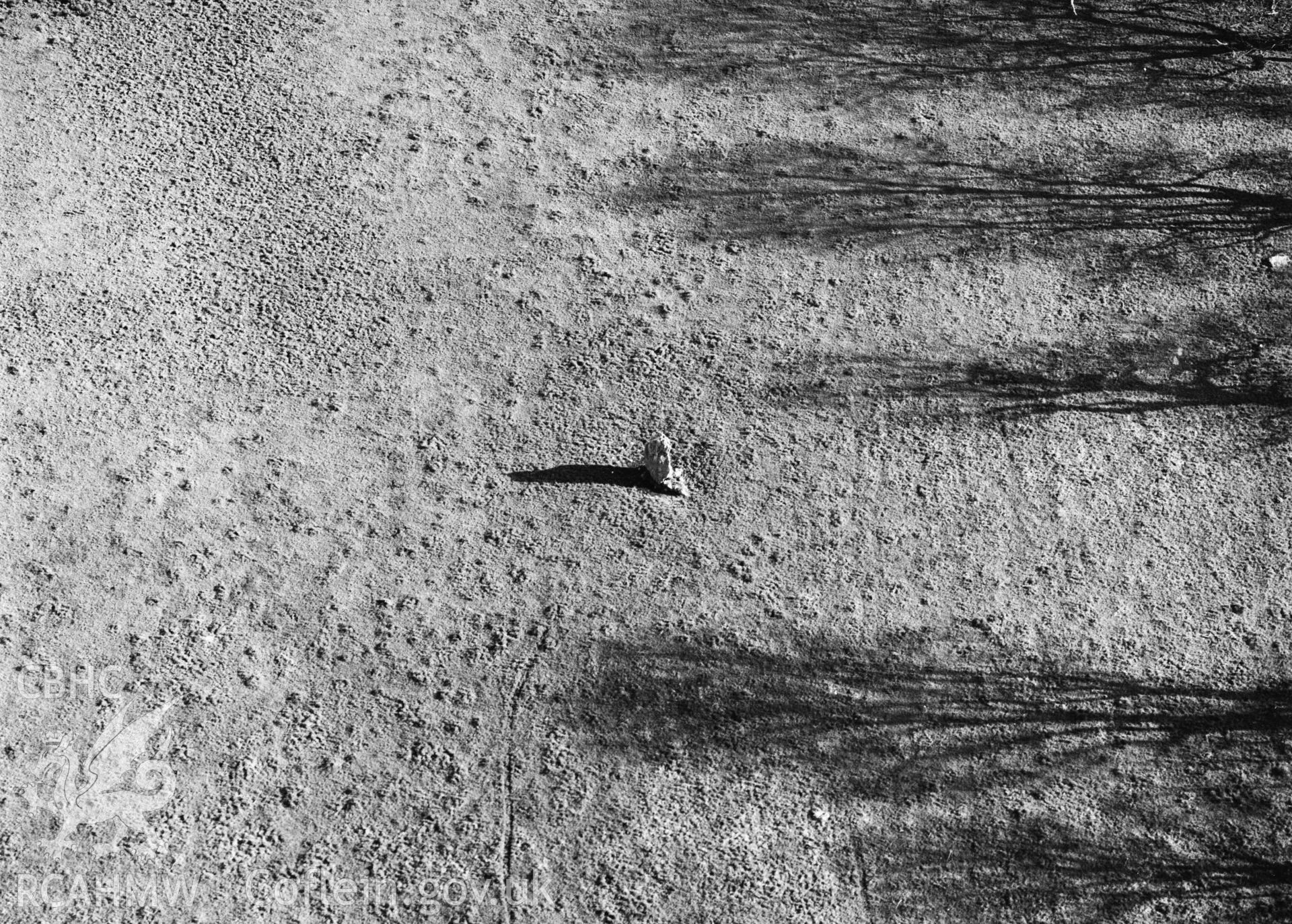 RCAHMW Black and white oblique aerial photograph of Lower Broadmoor Monolith, Wolfscastle, taken by C.R. Musson, 02/03/94