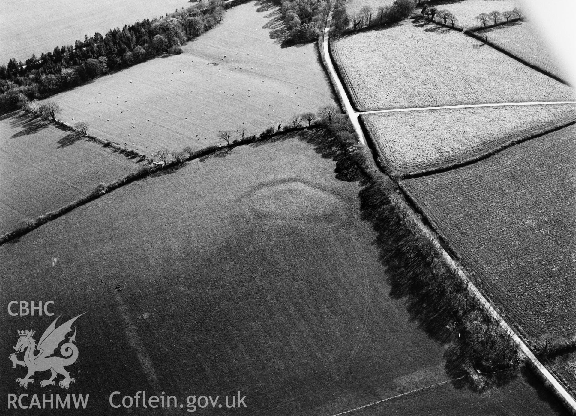 RCAHMW black and white aerial photograph of Picton Castle Grounds  new mark?. Taken by C R Musson on 19/04/1995