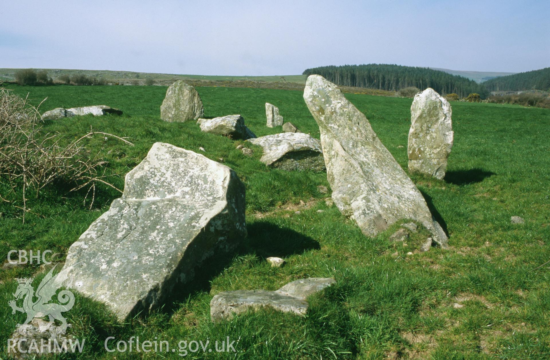 Digitised copy of a colour slide of  Dyffryn Stones at Garn Ochr taken by T.G. Driver, 2002