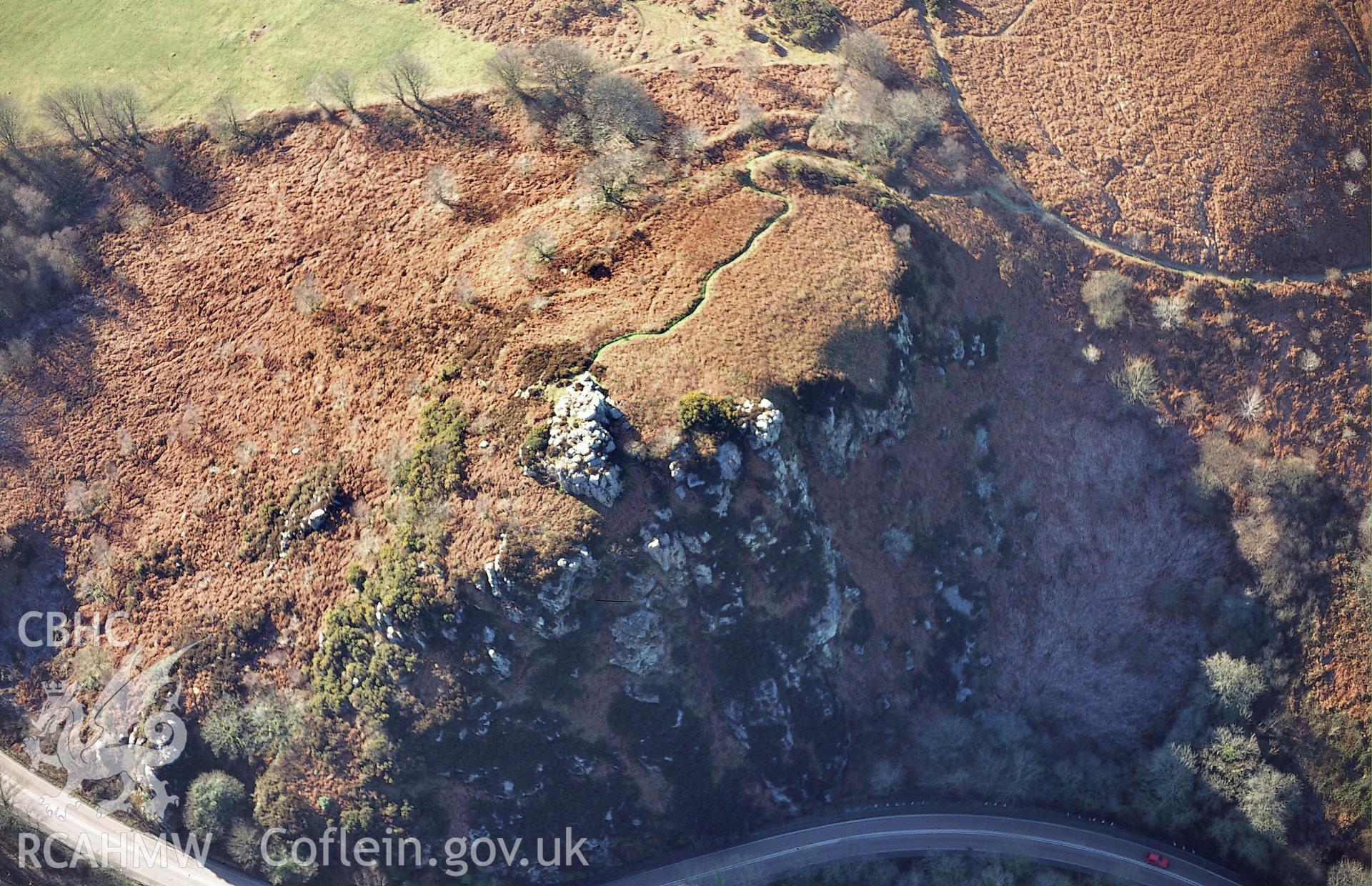 Slide of RCAHMW colour oblique aerial photograph of Great Treffgarne, Wolfcastle, taken by Toby Driver, 2004.