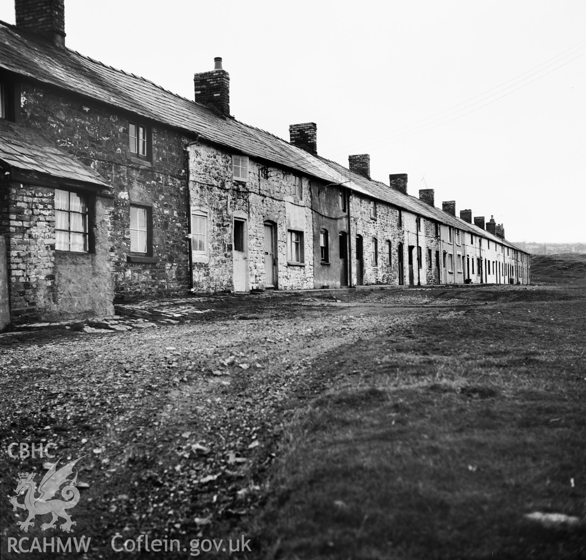 RCAHMW black and white photograph of Upper New Rank industrial housing, Blaenavon, 1983.