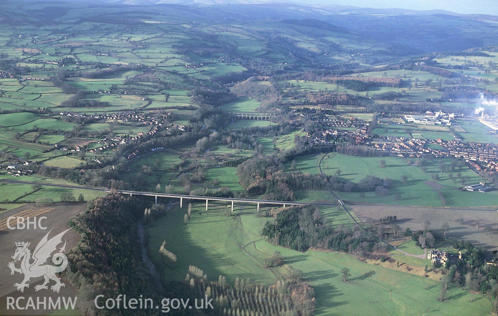 RCAHMW colour slide oblique aerial photograph of Brynkinallt Hall Garden, Chirk, taken by C.R. Musson, 23/01/94