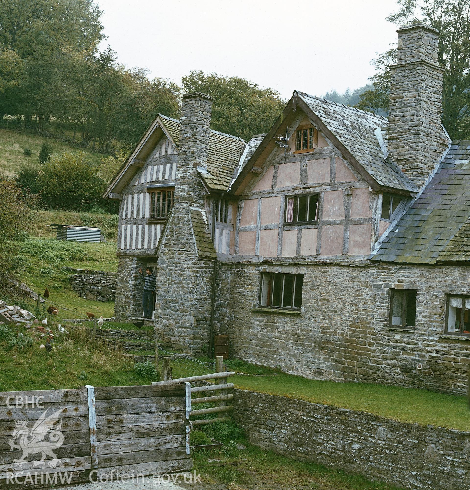 Digitised copy of an RCAHMW colour transparency of exterior view of Burfa, Evenjobb, Radnor. Original not yet transferred to NMRW Archive.